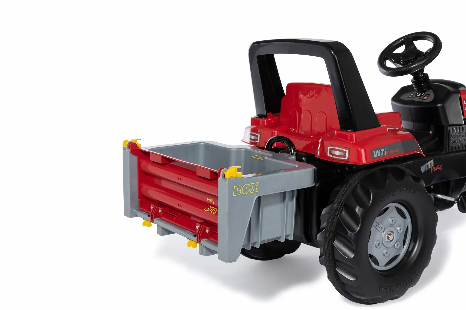 Rolly Toys rollyBox przyczepa do traktorów (funkcja przechylania, kolor szary/czerwony, dla dzieci w wieku 3-10 lat, do traktorków dziecięcych) 408948