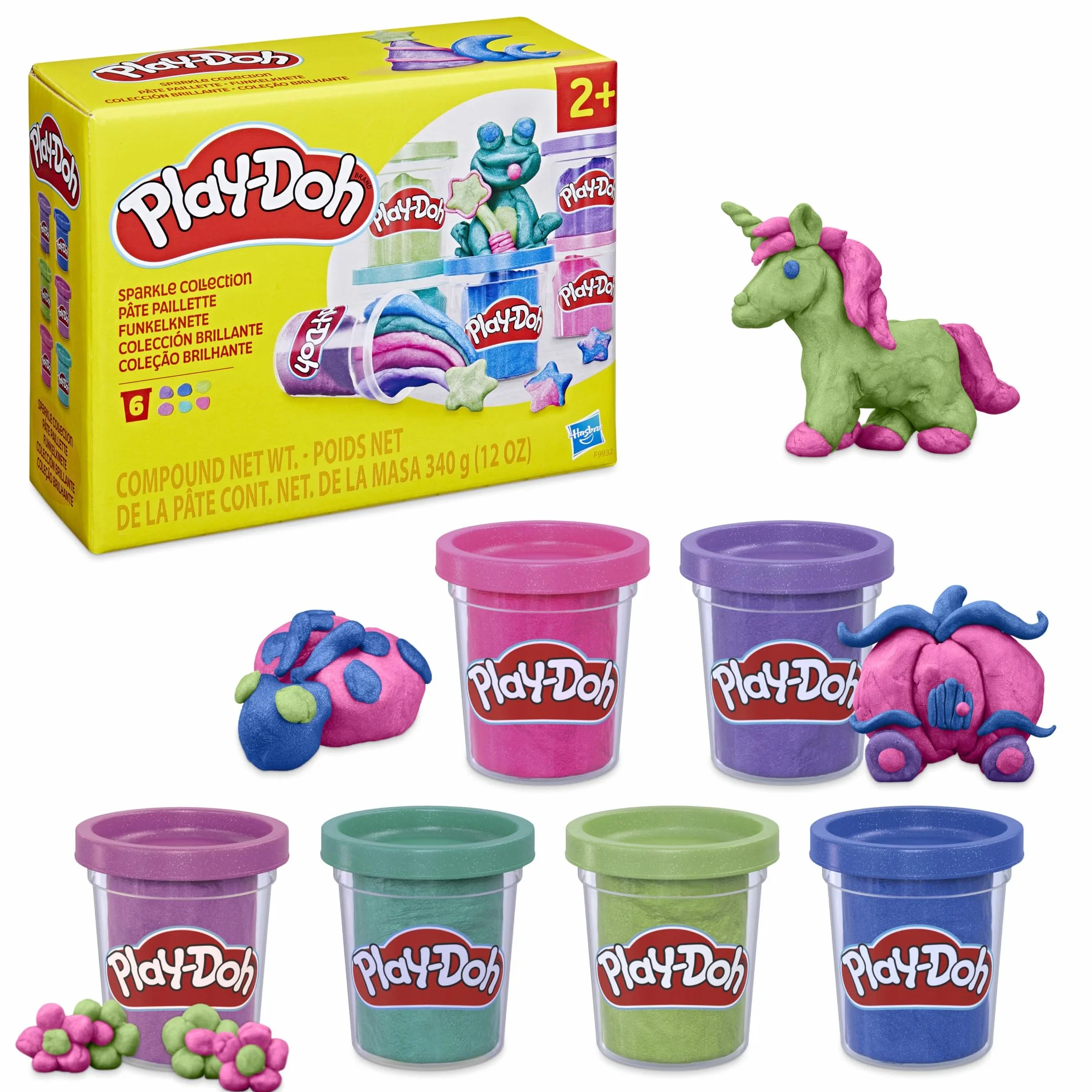 Play-Doh Sześciopak z kolekcją błyszczącej ciastoliny Play-Doh, plastyczne zabawy dla dzieci