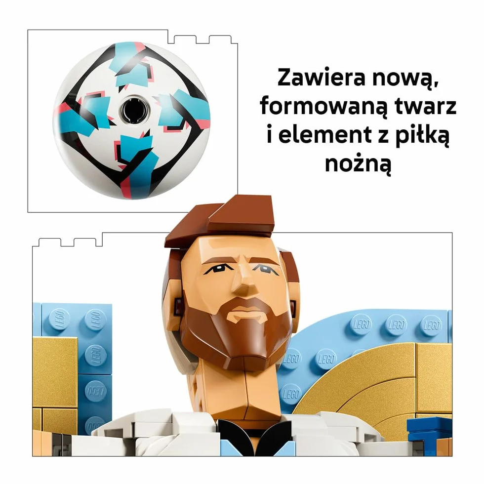 LEGO Editions Lionel Messi — piłkarska legenda, zestaw konstrukcyjny dla dzieci i nastolatków, dekoracja i sportowy prezent dla chłopców i dziewcząt od 12 lat, model dla fanów piłki nożnej 43015