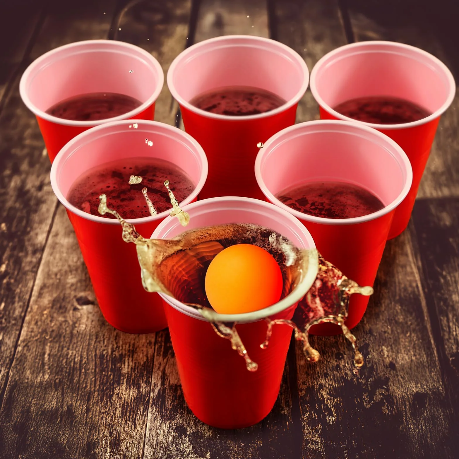Zeawavsl Zestaw do Tenisa Stołowego z Kieliszki do Ponga Piwnego, 50 Kieliszków i 12 Piłeczek, 500 ml Szklanki, Wielokrotnego Użycia