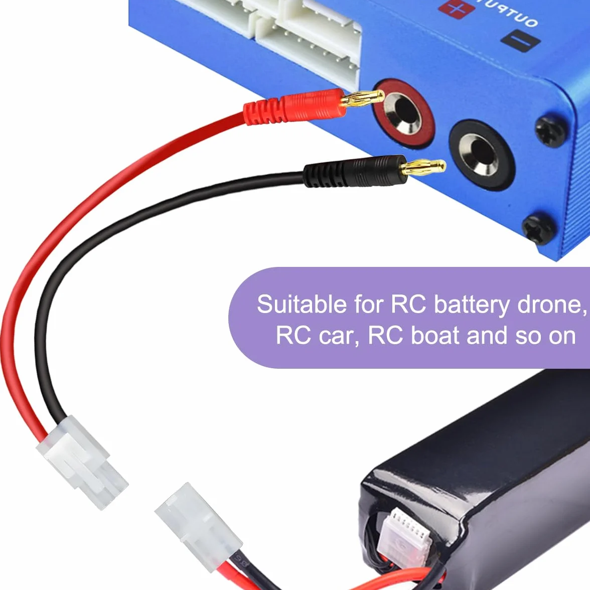 4 szt. Kabel do złącza bananowego Tamiya 4 mm Duży kabel adaptera do męsko-żeńskiego Tamiya do bananowego 4,0 mm 14 AWG, do drona RC FPV Samochód Ciężarówka Akumulator Quadcopter