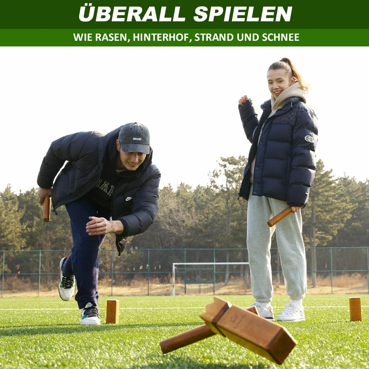 SunNordic Kubb rzucania Wikingów, szwedzka szachowa z wysokiej jakości drewna gumowego, w zestawie torba z płótna żaglowego i instrukcja gry – wytrzymała gra na podwórku dla dzieci i dorosłych