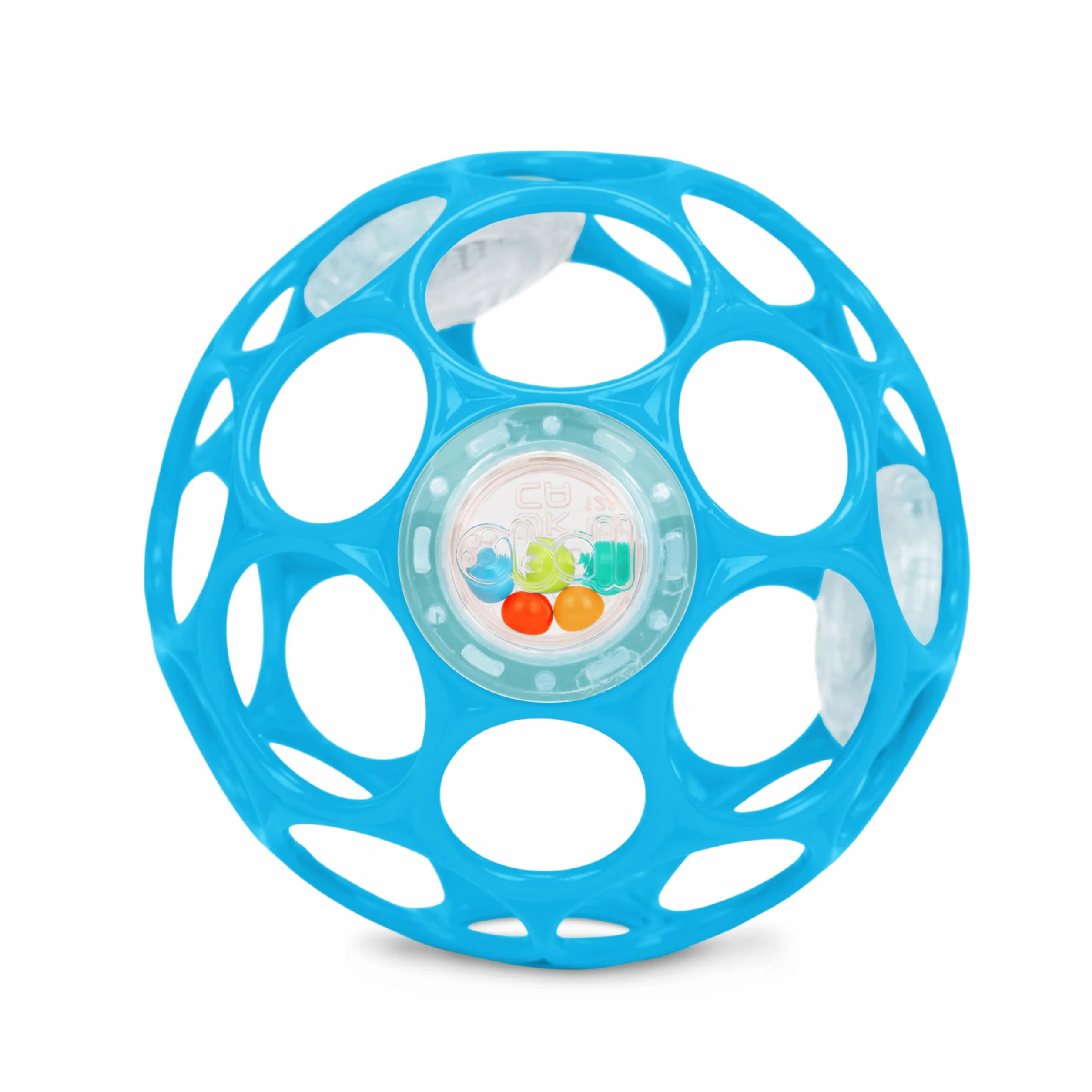 Bright Starts, Oball Rattle, niebieski – elastyczny i łatwy w dotyku design, dla dzieci w każdym wieku