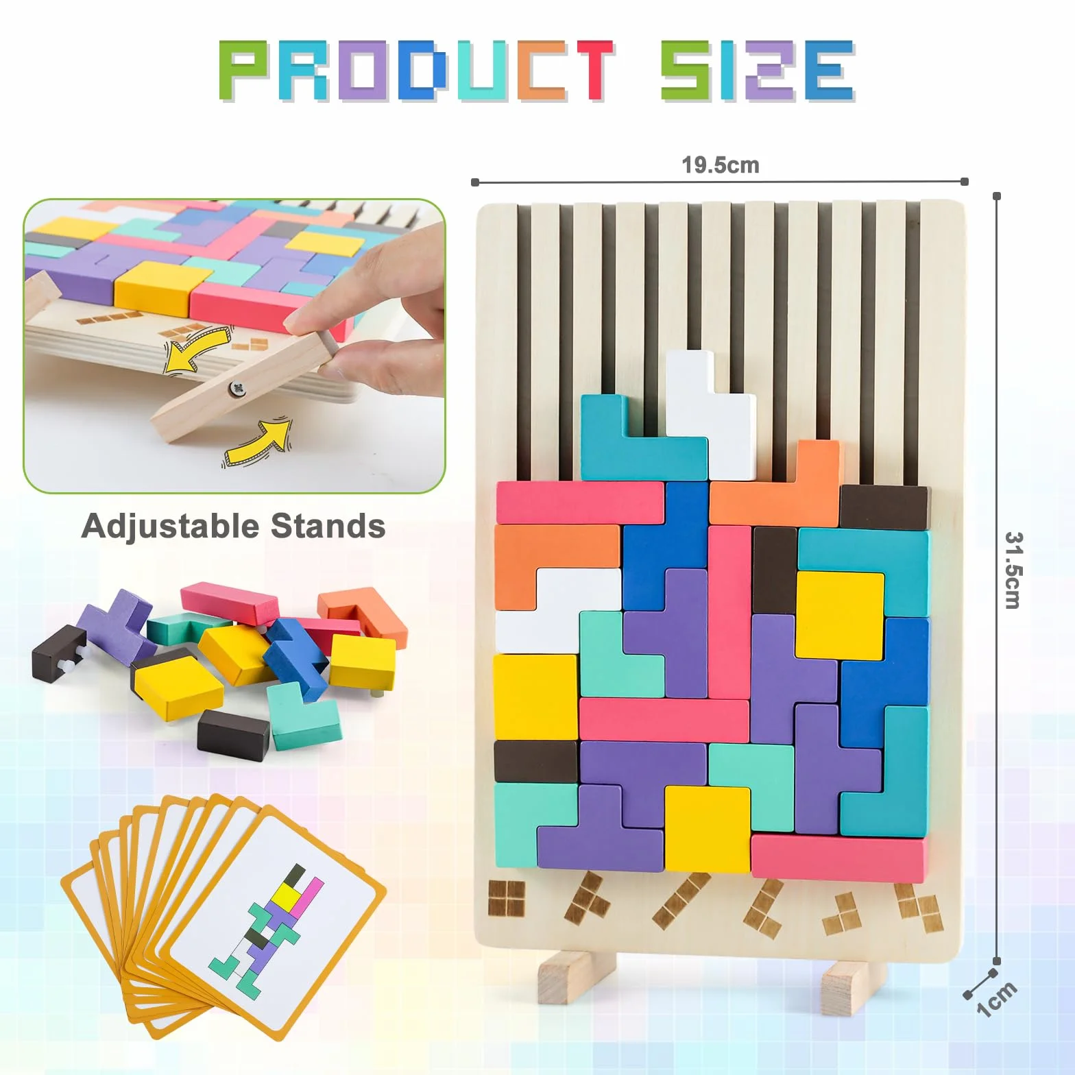 Montessori drewniane puzzle wtykowe, 42 części i 10 kart, zabawka geometryczna gra przyporządkująca, edukacyjny STEM, prezent edukacyjny dla dzieci od 3+, gra logiczna do logicznego myślenia