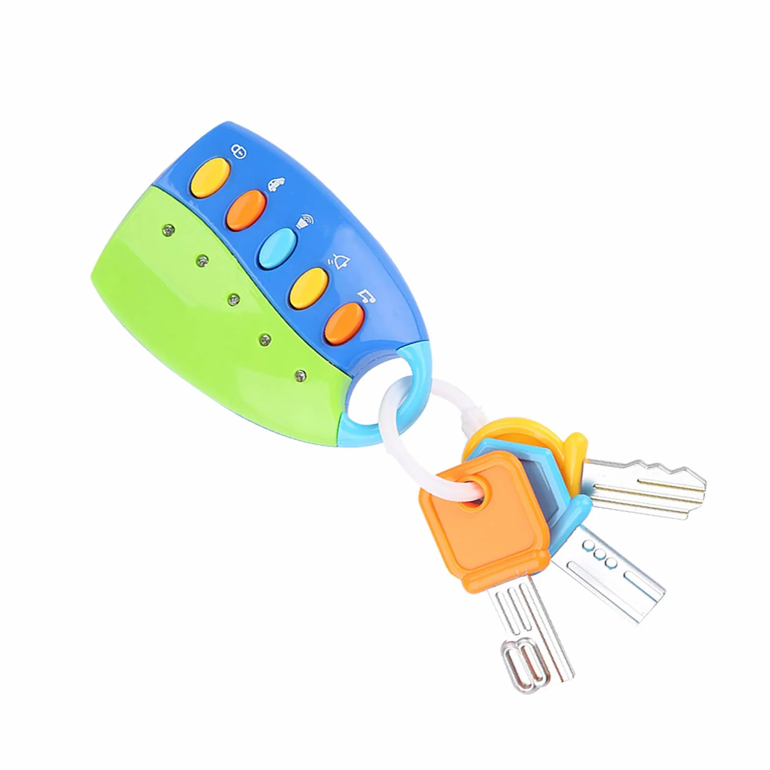 lyrlody Baby Toy, Zdalnie Sterowane Auto z 3 Kolorowymi Kluczami i 5 Przyciskami, Efekty Dźwiękowe i Migające Światła, z Funkcją Muzyczną, dla Dzieci Wczesnej Nauki (BLUE)