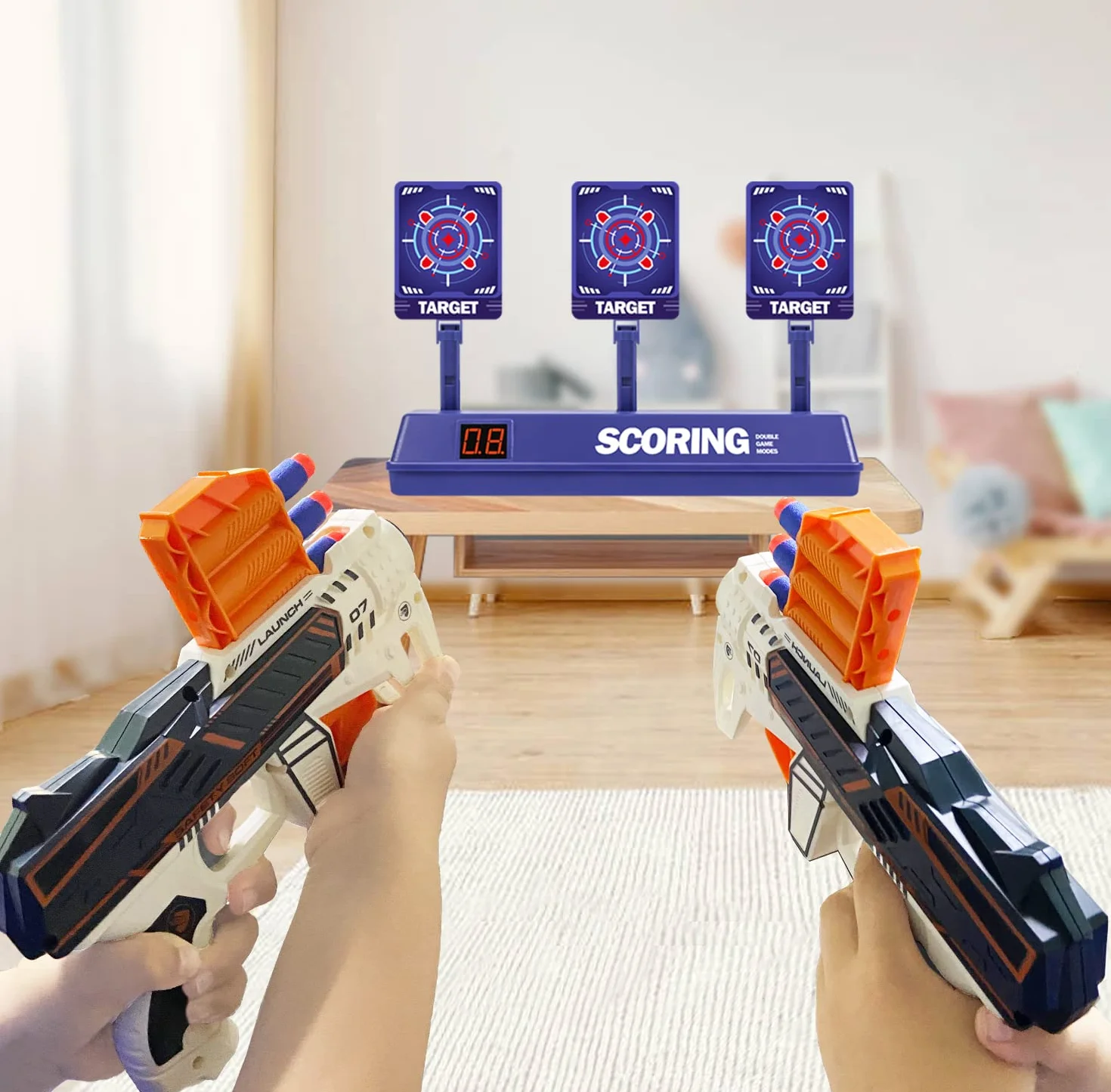 Tarcza celownicza do pistoletu Nerf, elektroniczna ocena, automatyczne resetowanie, cyfrowe cele do pistoletu nerfowego, zabawek, na Boże Narodzenie, urodziny, zabawki dla dzieci w wieku 6, 7, 8, 9,