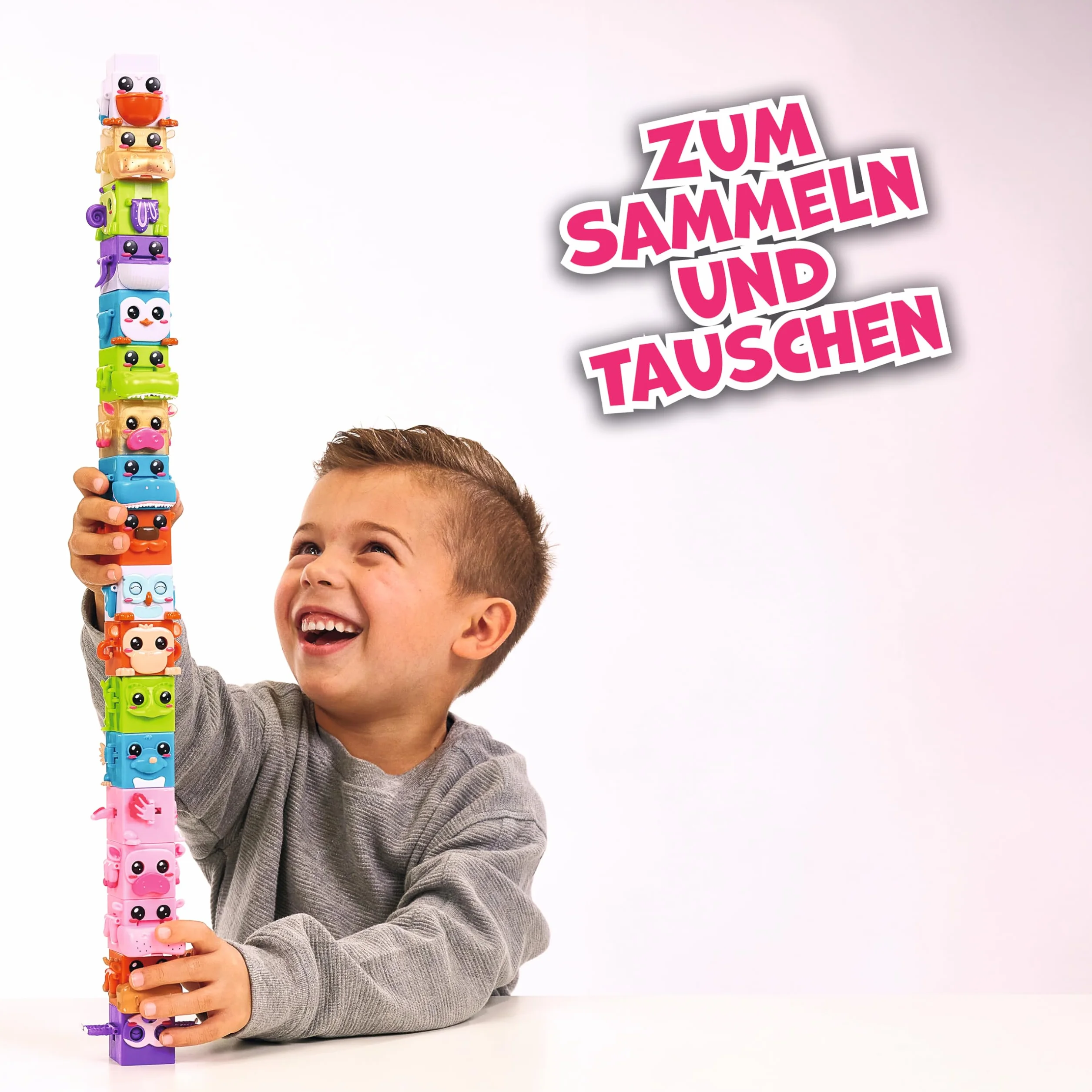 Simba 105952627 Bloxies figurka zwierzątka(4-pak)- klocki do układania w stos i kolekcjonowania z efektem ruchu, sensoryczna zabawka dla dzieci od 3 lat, losowy wybór w opakowaniu niespodzianka