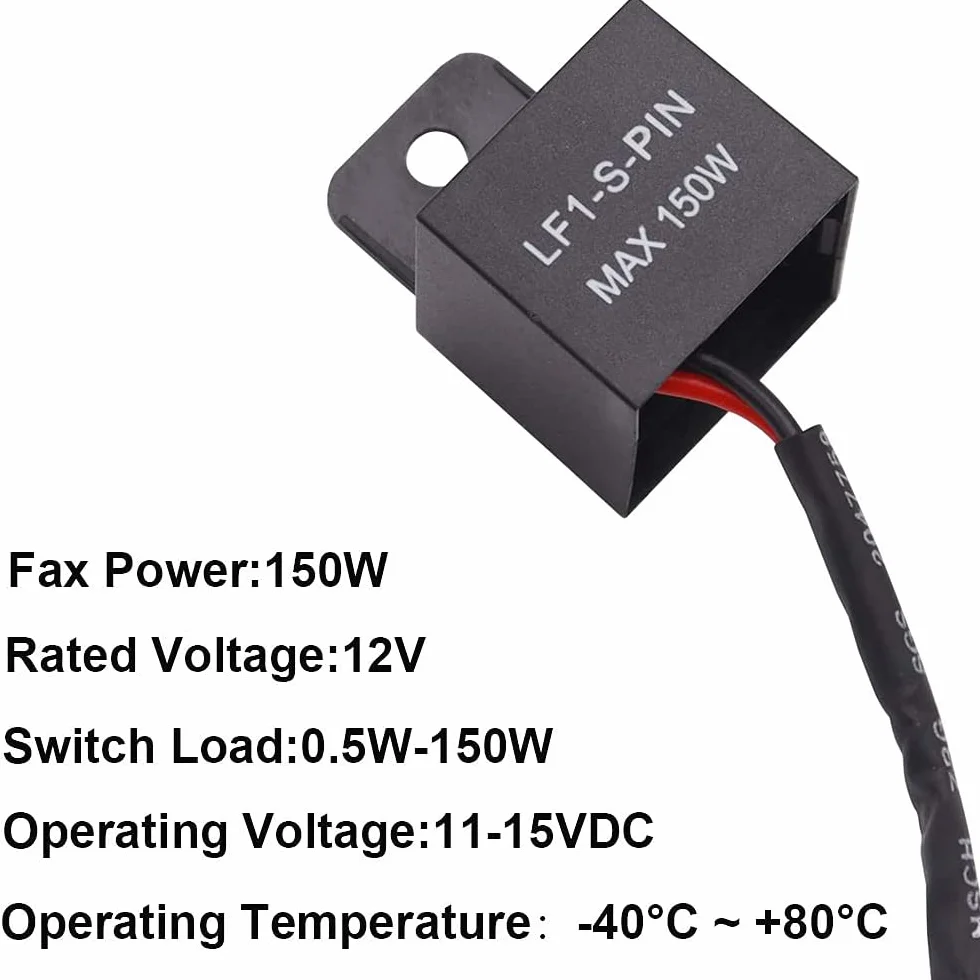 GUUZI 2-Pin LED Przekaźnik Migaczy, Automatyczny Motocyklowy 150W 12V z Kablem do Sterowania Prędkością Sygnału Skrętu LF1-S-PIN