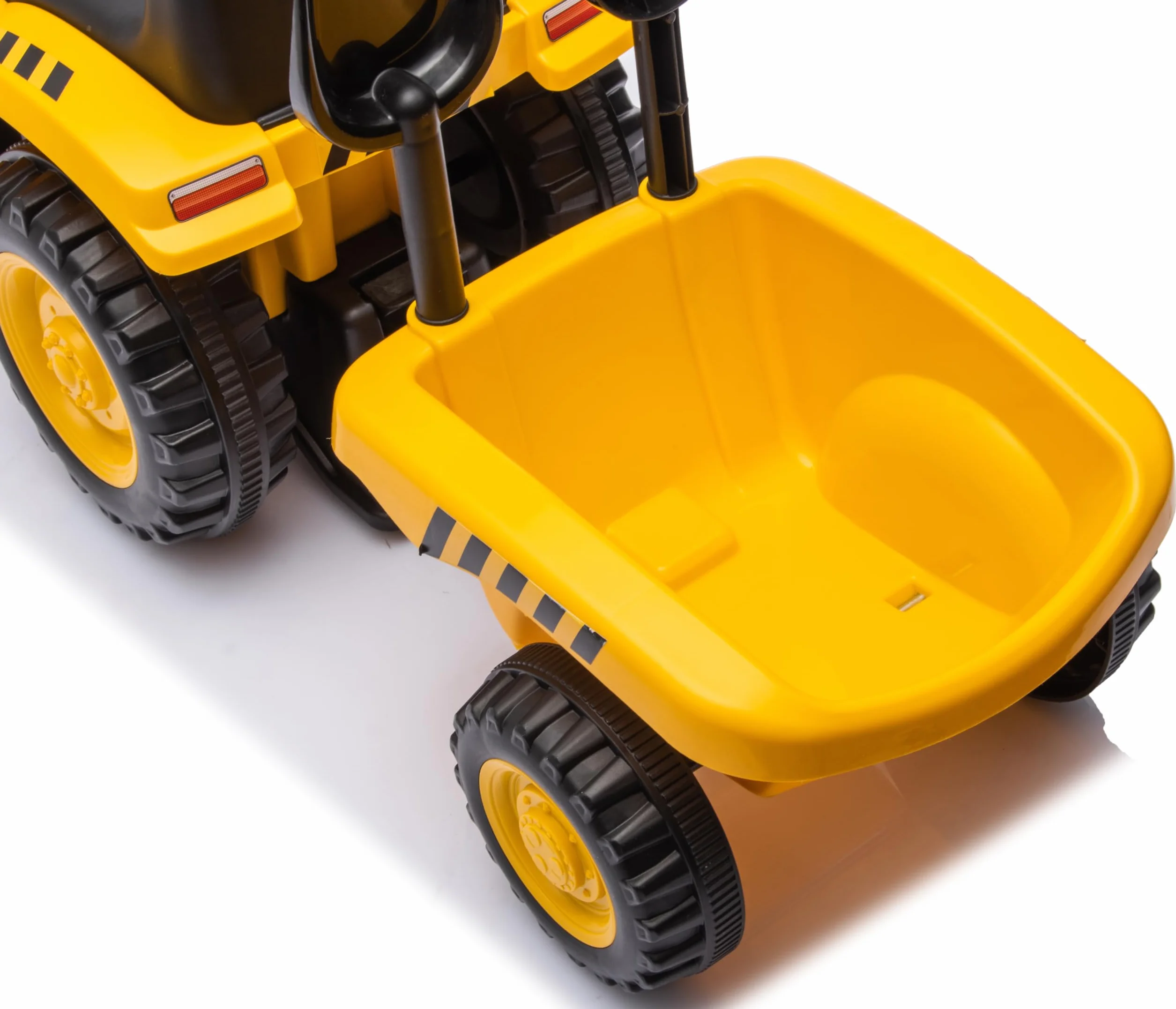 sun baby Jeździk dla dzieci Traktor z przyczepą New Holland, łopatka oraz grabki w zestawie, efekty dźwiękowe i świetlne, odczepiana przyczepka (Żółto-Czarny)