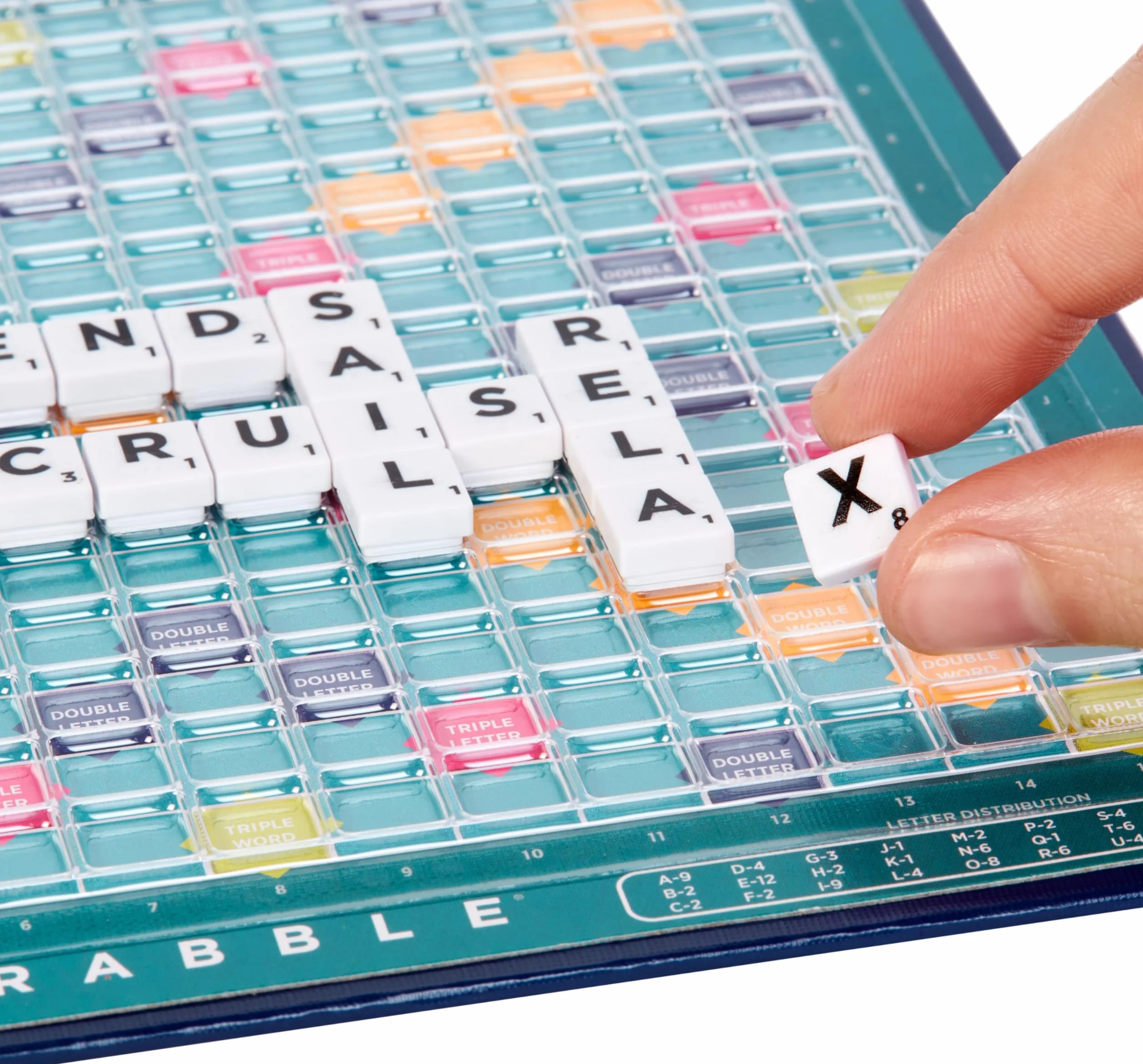 Scrabble Travel Game, Portable and Compact, 2-4 Players, Includes Playing Board, 4 Racks, 100 Letter Tiles, a Tile Bag, and Rules, 10Y+, CJT11(Packaging May Vary)