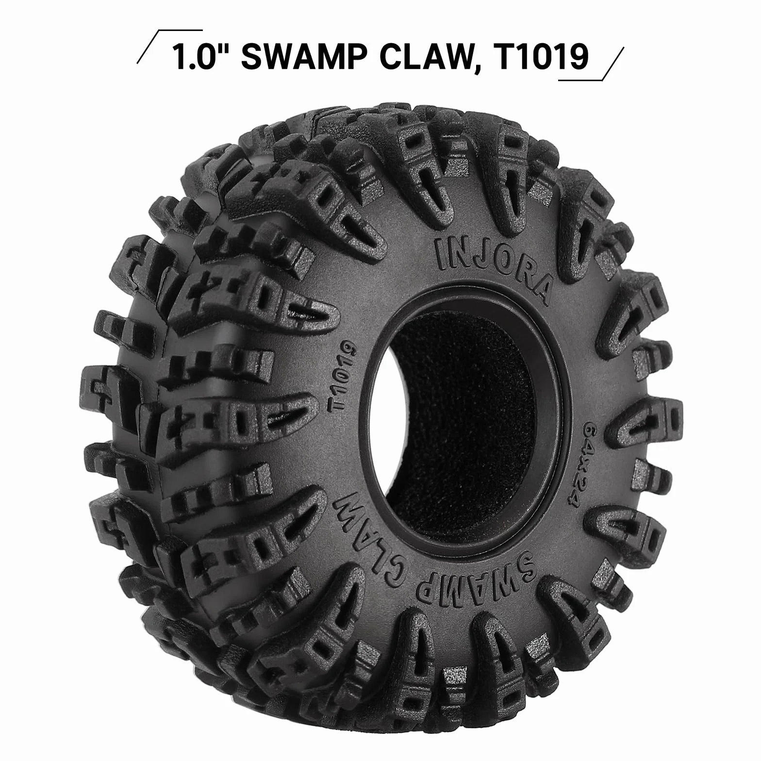 INJORA 1.0 Opony - S5 Swamp Claw Mud Terrain opony do TRX4M AX24 SCX24 FCX24 1/18 1/24 RC Crawler Auto, 64 * 24 mm, T1019