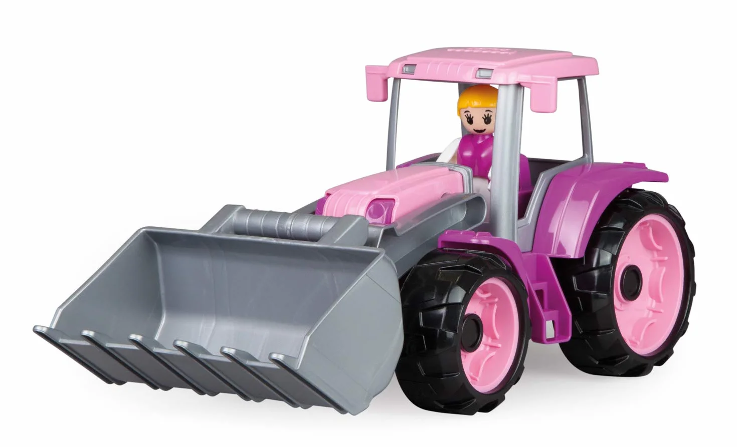 Lena 04452 TRUXX Traktor Pink z przednią łopatą, pojazd ok. 34 cm, traktor z szuflą do koparki i ruchomą figurką do zabawy, pojazd do zabawy dla dziewczynek od 2 lat w kolorze różowym, fioletowym