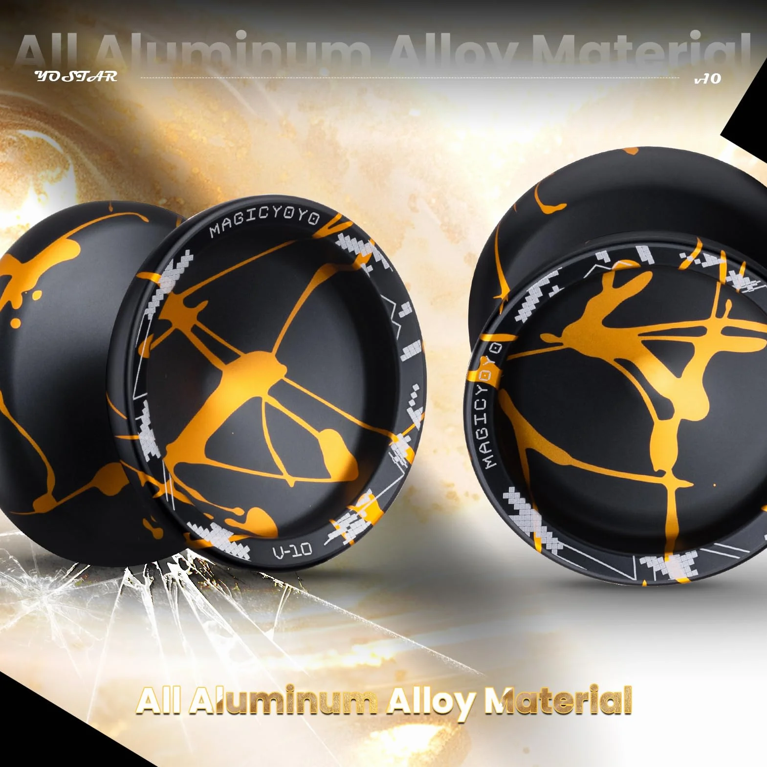 YOSTAR Profesjonalny JoJo z Bezczynnością - Metalowy Yoyo do Trików dla Dorosłych, V10 Sport, z 12 Sznurkami i Rękawicą
