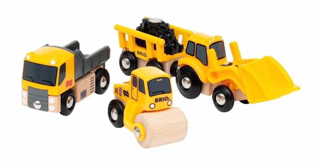 BRIO Świat 33658 Pojazdy budowlane - Drewniany dodatek kolejowy - zalecane od 3 lat