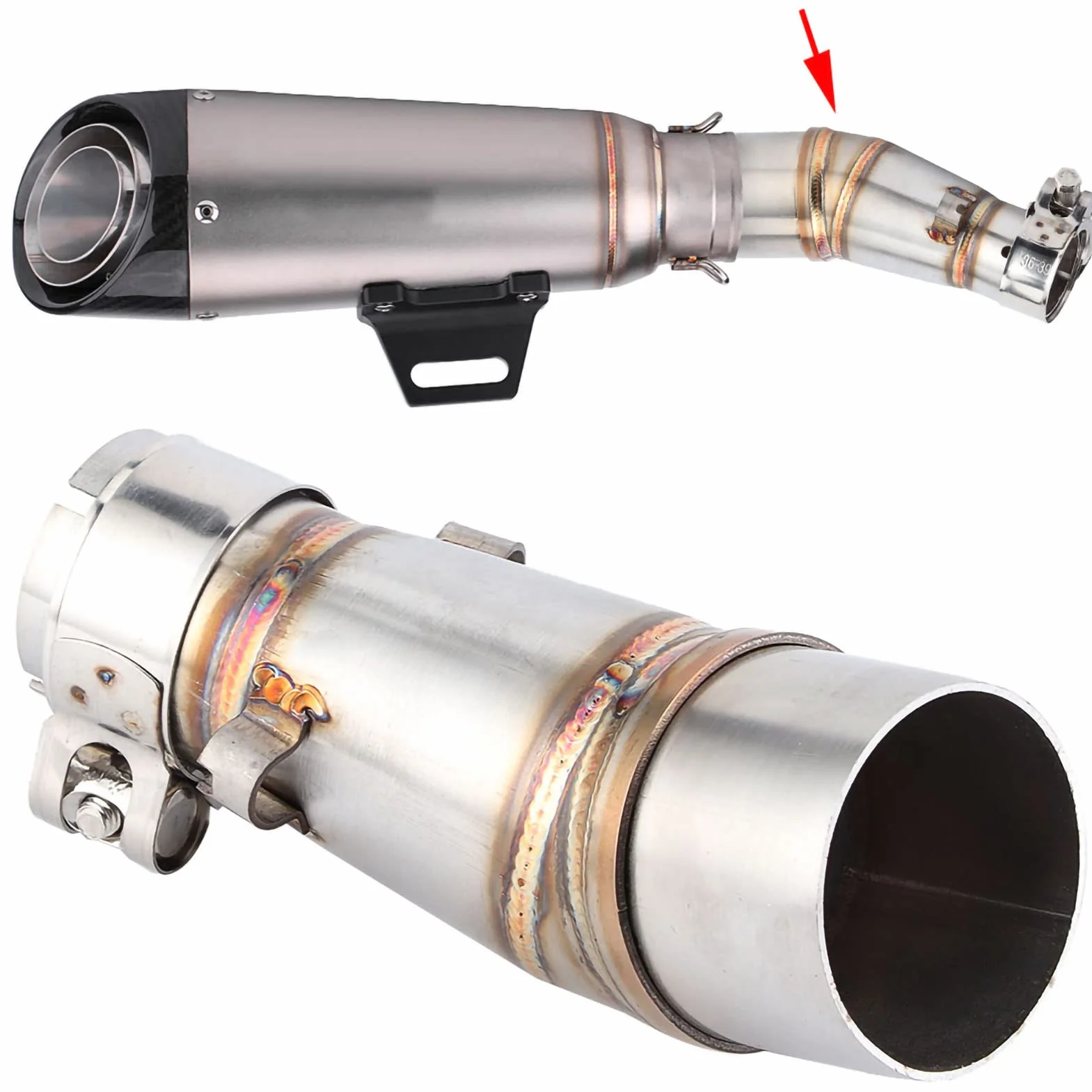 KIMISS Rura łącząca do tłumika motocyklowego for Z250 250 (2013-2016) | Średni łącznik do systemu wydechowego | Kompatybilny z slip-on