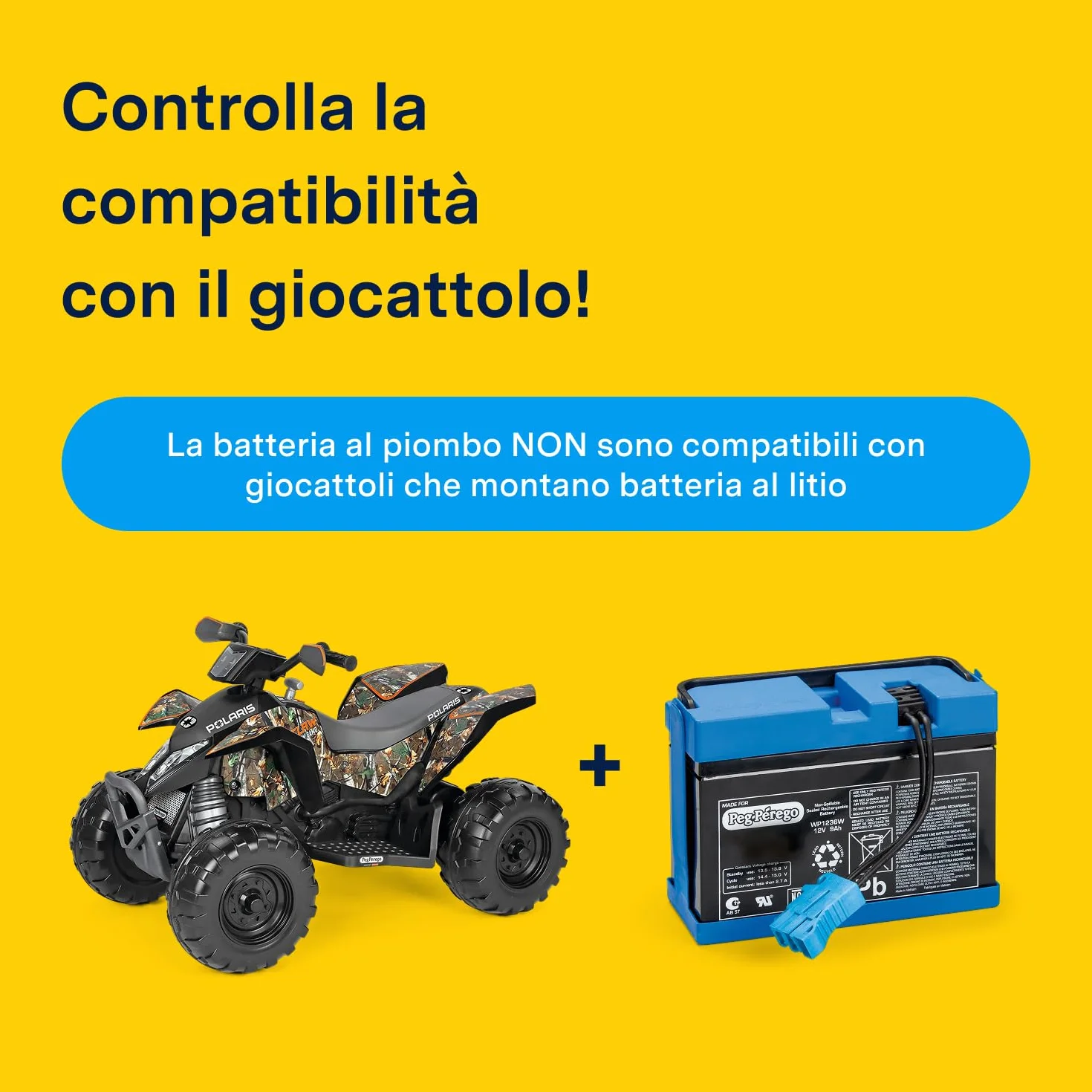 Peg Perego - Bateria, 12 V, 8 Ah, Niebieska