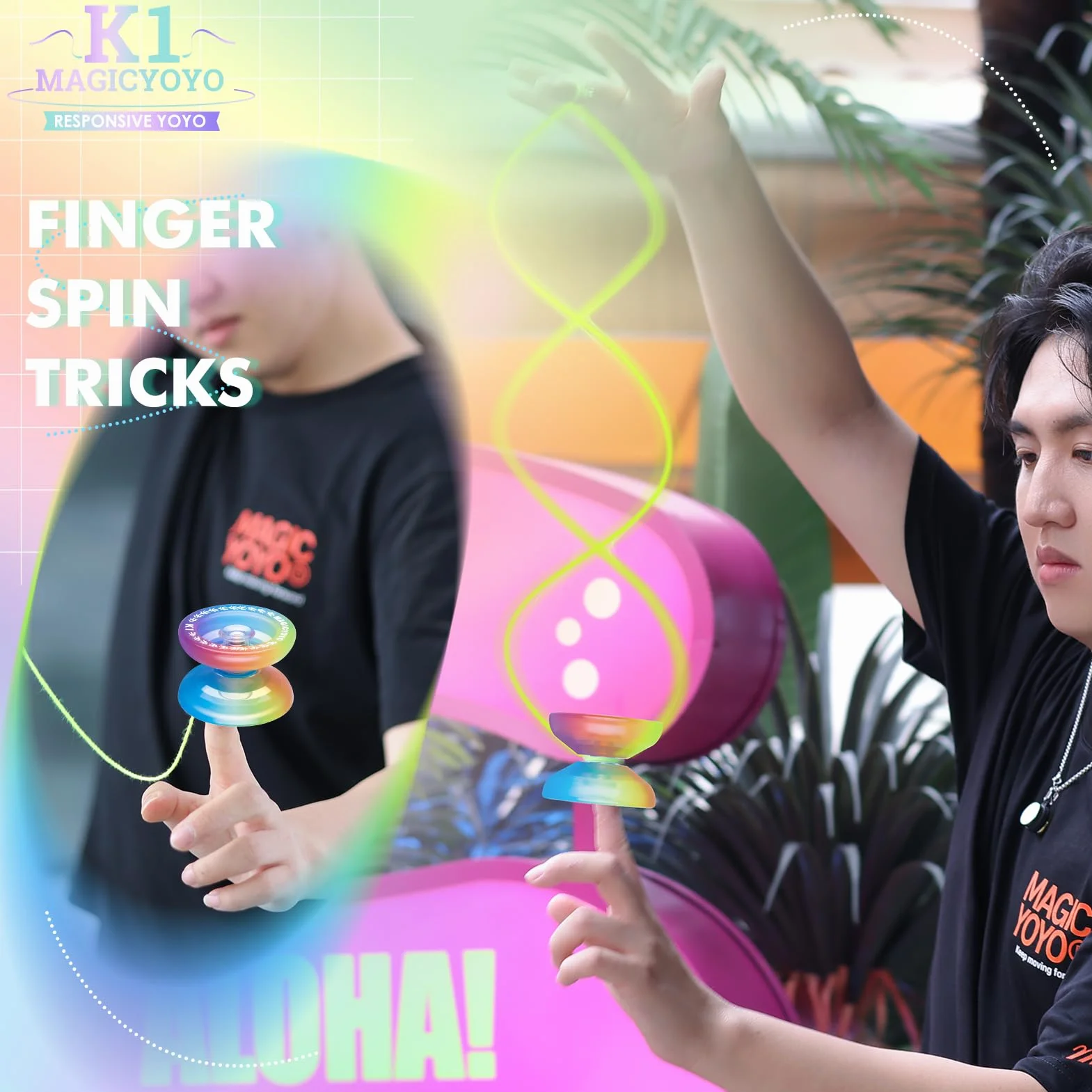 MAGICYOYO JoJo K1-Plus, Responsive Yoyo dla dzieci, profesjonalny wyczyn Jo Jo Jo dla początkujących, profesjonalny trick Yoyo z torbą do przechowywania, 12 strun JoJo i rękawicą Yo-Yo
