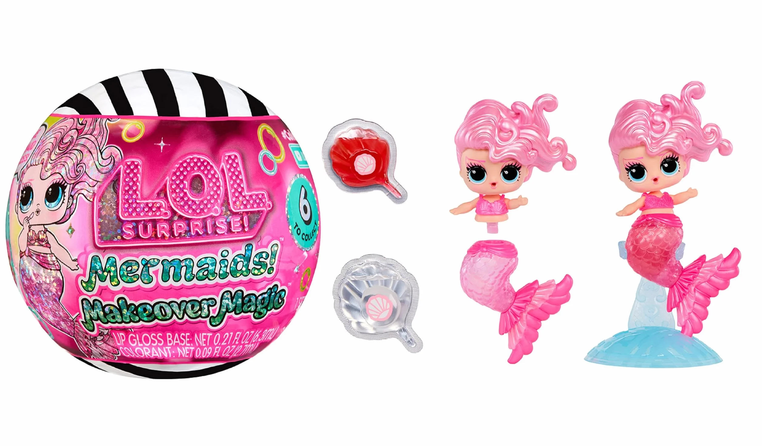 L.O.L. Surprise! Mermaids Makeover Magic Tots – Zestaw do Tworzenia Błyszczyków dla Ciebie i Twojej Lalki. Mieszaj i Twórz Własny Makijaż, Baw się w Wodzie! Do Zebrania 6 Laleczek. Dla Dzieci od 4 Lat