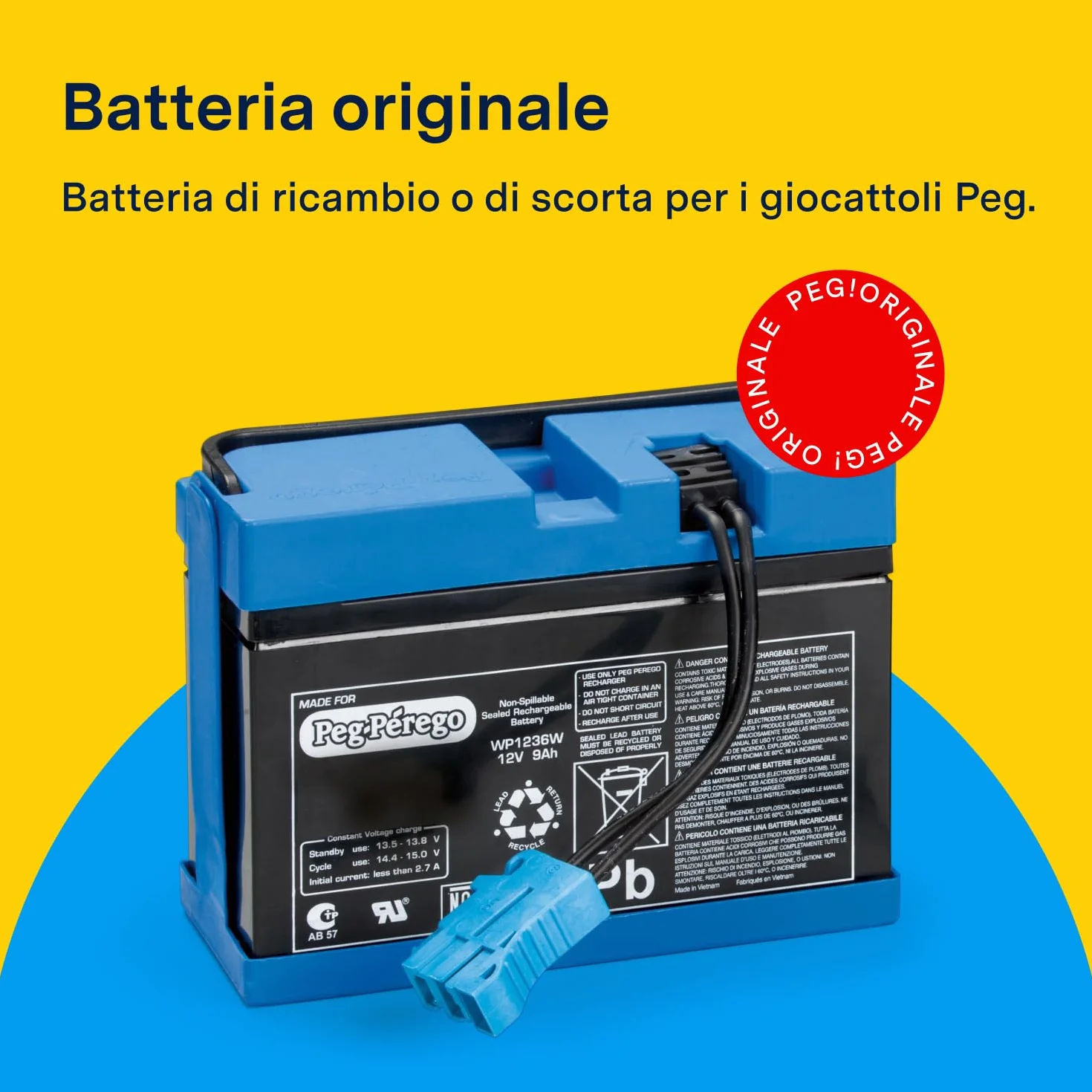 Peg Perego - Bateria, 12 V, 8 Ah, Niebieska