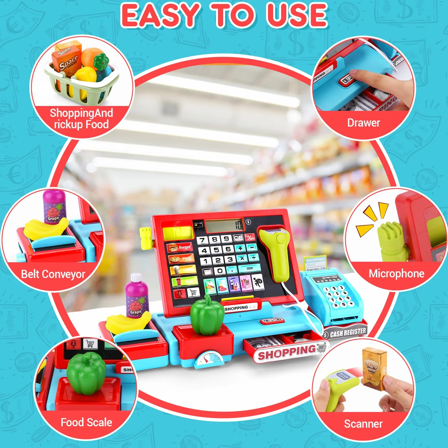 Supermarktkasse mit Scanner