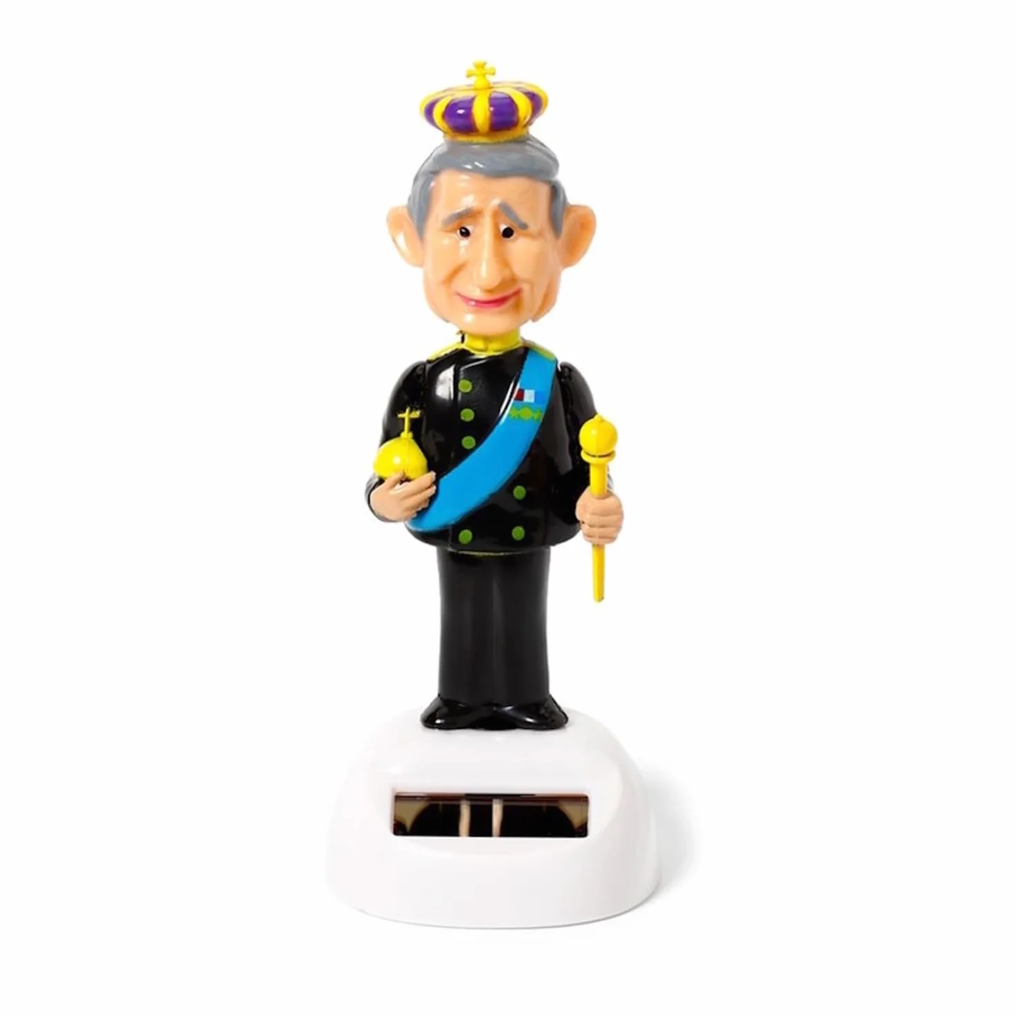 Puckator LTD. King Charles solarna figurka króla czarna/żółta/niebieska, z nadrukiem, 100% tworzywo sztuczne