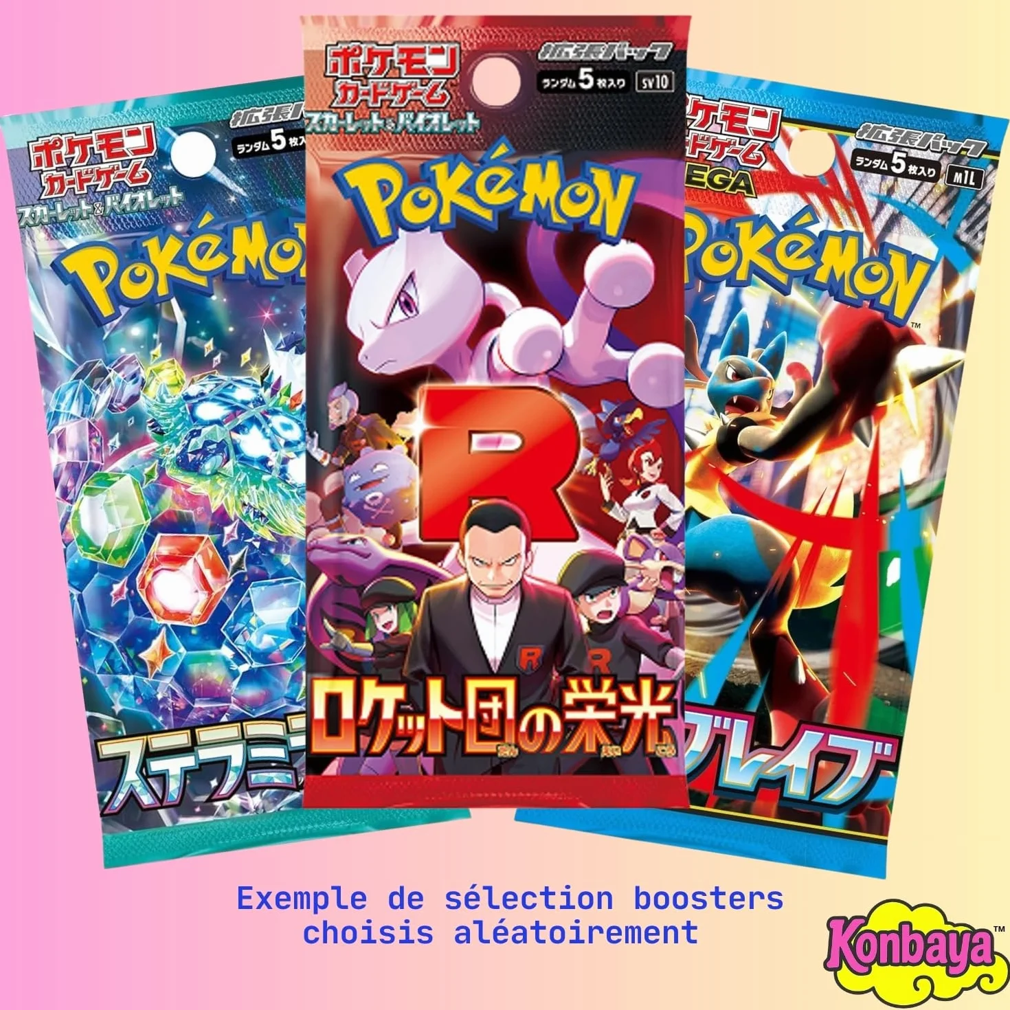 Pakiet 3 losowe japońskie boostery Pokemon - Szkarłatny i Fioletowy - Oficjalne Karty - Certyfikat Konbaya - Ochrona przed wysyłką