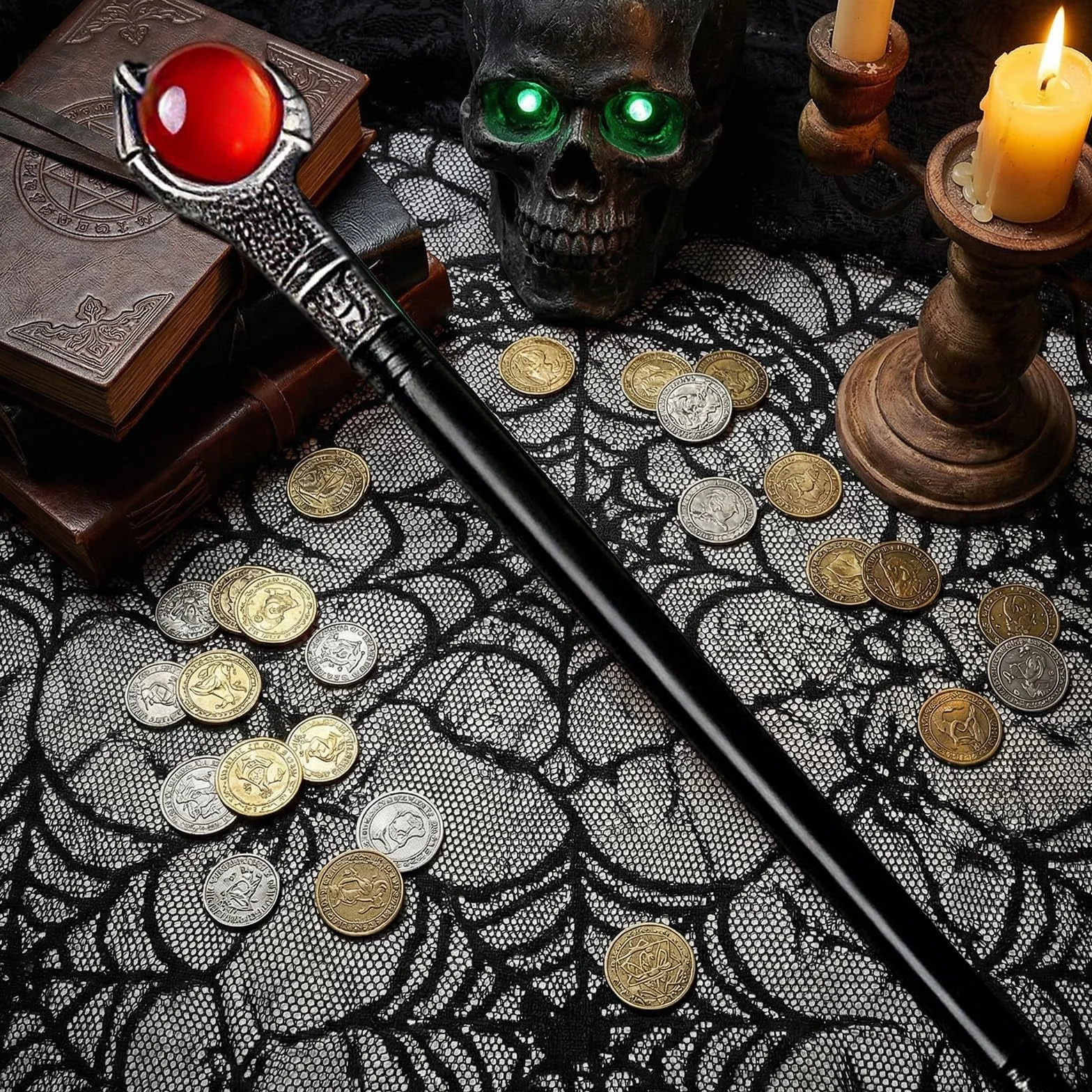 Magiczna różdżka Halloween 118 cm vintage berło gotyckie tworzywo sztuczne akcesoria kostiumów cosplay
