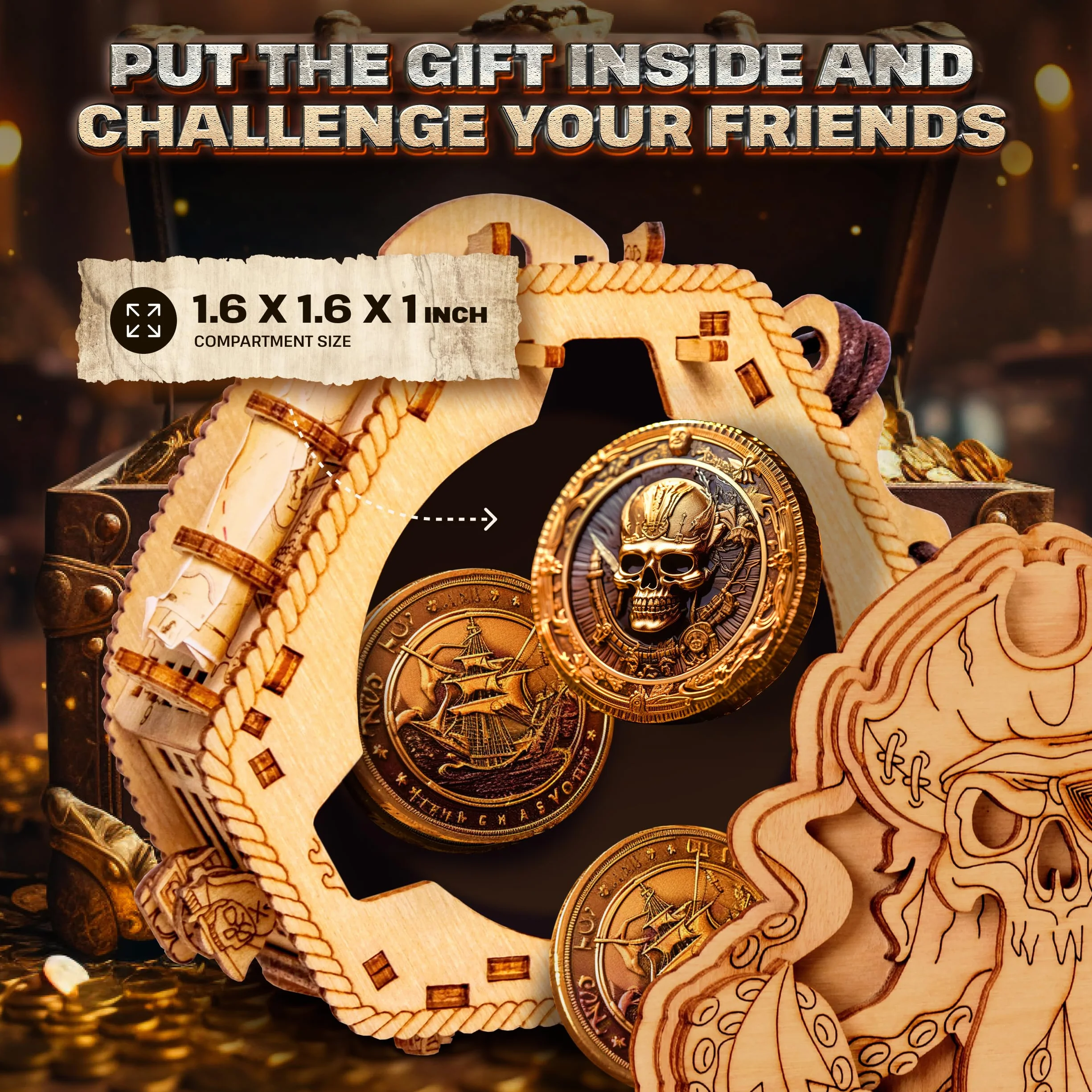 ESC WELT Blackbeard's Compass Puzzle Box - Escape Room in a Box - zadanie myślenia - skarbonka 3D - pudełko na prezent - puzzle dla dzieci i dorosłych - pudełko prezentowe puzzle gra