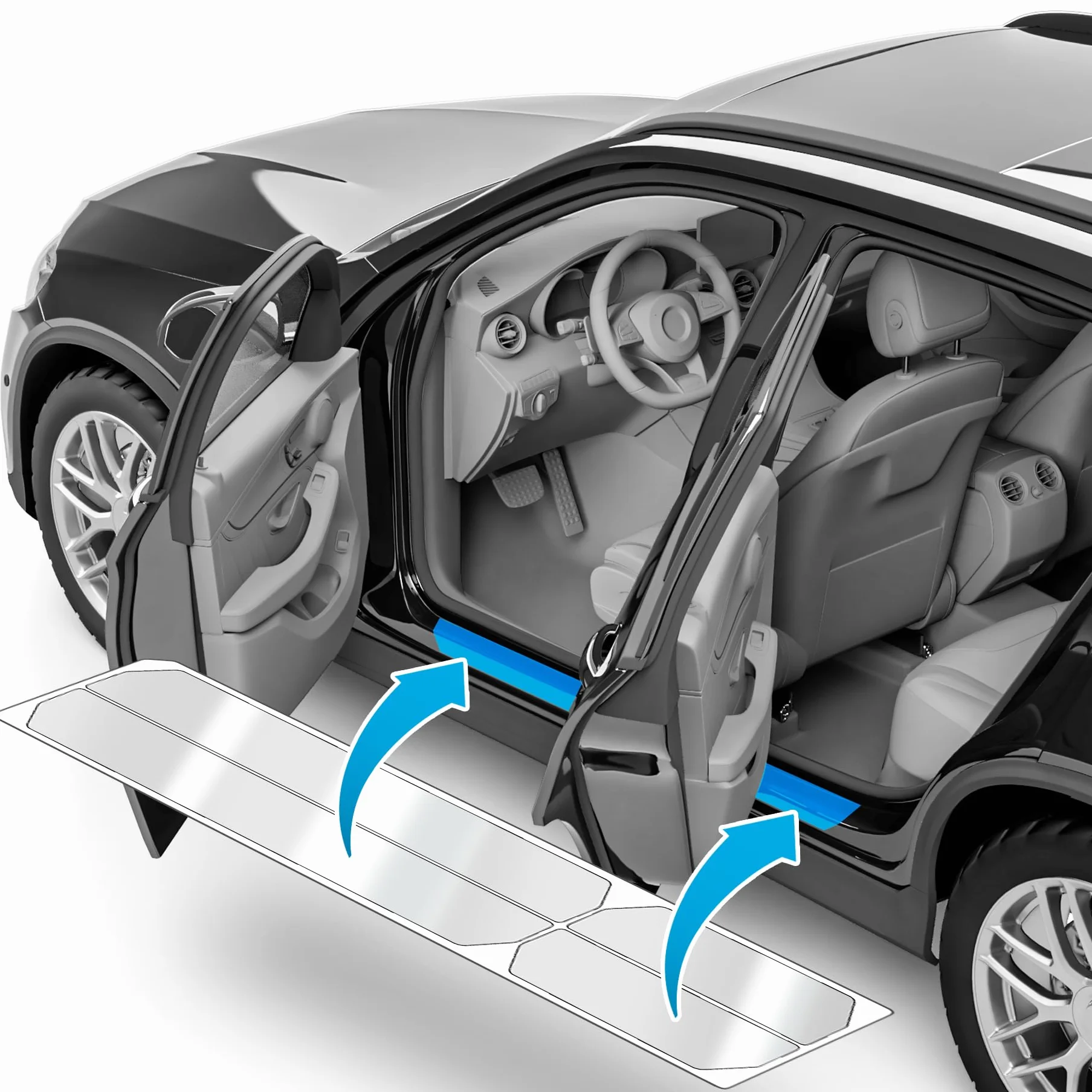 uProtect folia ochronna progów kompatybilny z Audi A5 Limousine B10 FU I 2024-2026 - akcesoria, listwy ozdobne, folia ochronna na lakier - przezroczysty błyszczący