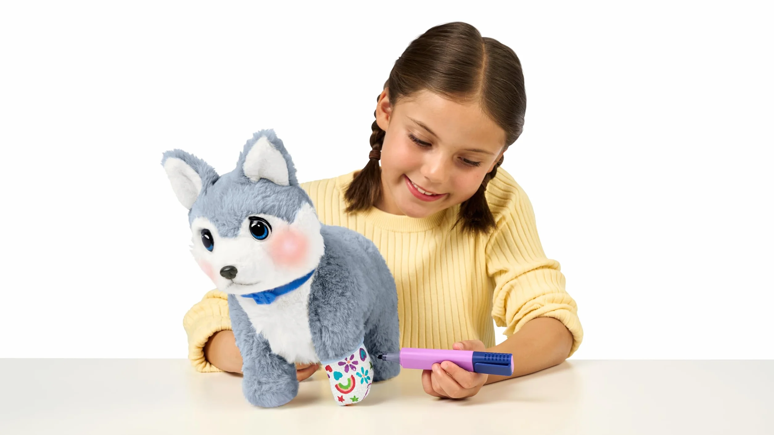 Little Live Pets Ouchies Aspen – ekskluzywny interaktywny szczeniak Husky z 50+ dźwiękami i reakcjami, w zestawie zestaw weterynaryjny i torba do noszenia, od 4 lat
