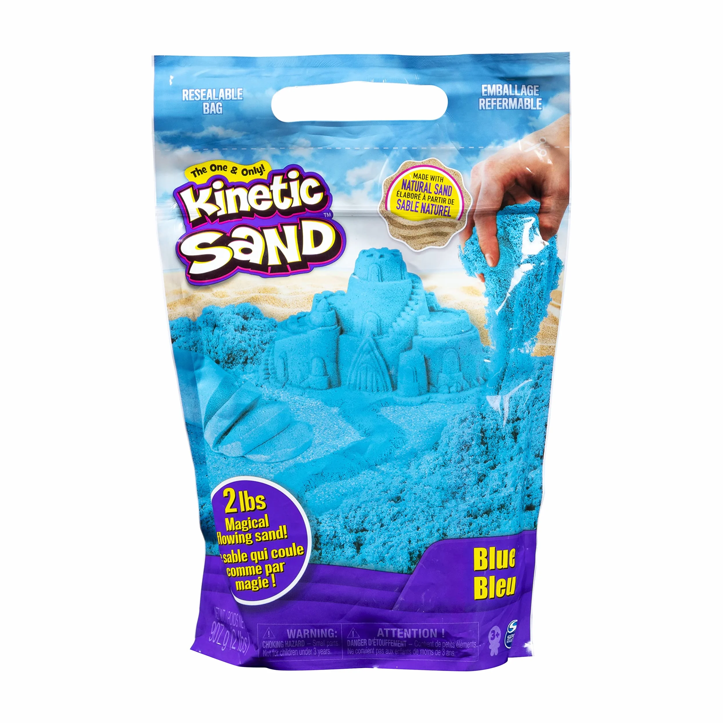Kinetic Sand, Żywe kolory, 0.9kg niebieskiego piasku kinetycznego, dla dzieci od 3 lat