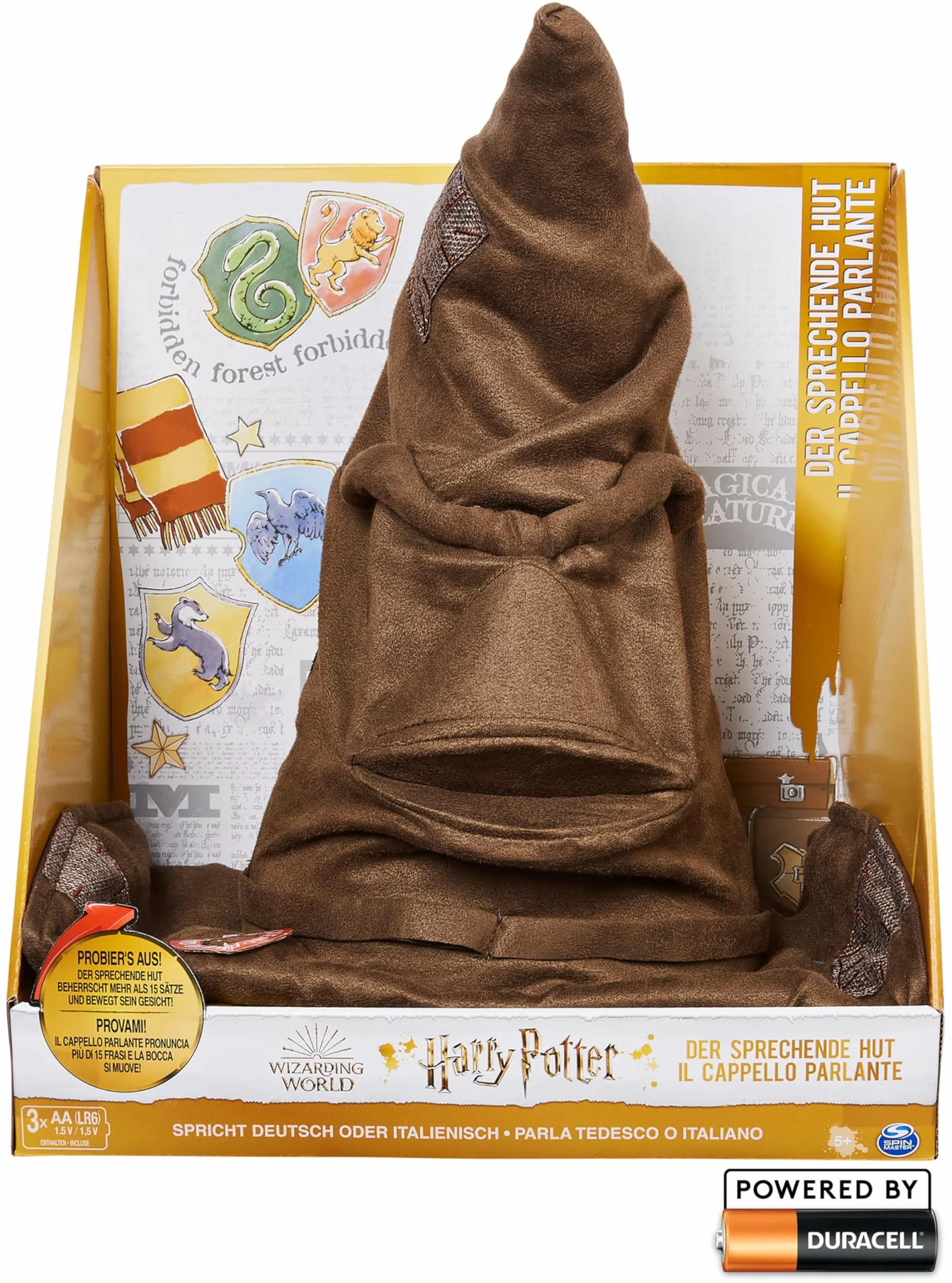 Spin Master Wizarding World Harry Potter - Interaktywna czapka gadająca z zabawką dla dzieci w wieku 5 lat i starszych, oficjalnie licencjonowana, wersja włoska