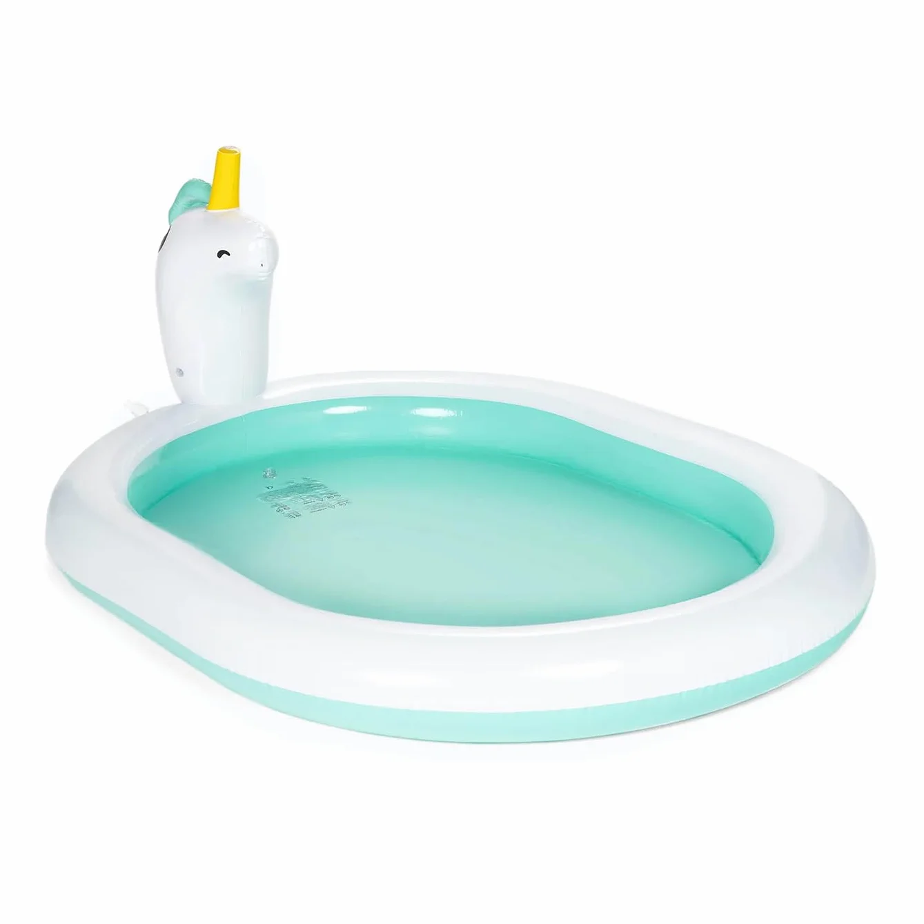 AQUASTIC Basen Dziecięcy Ogrodowy Jednorożec z Efektem Fontanny Pojemność 88 Litrów Wymiary 180 x 135 x 19 cm Winylowy Wszechstronny Suchy Basen Na Piłki Biały ASP-180U