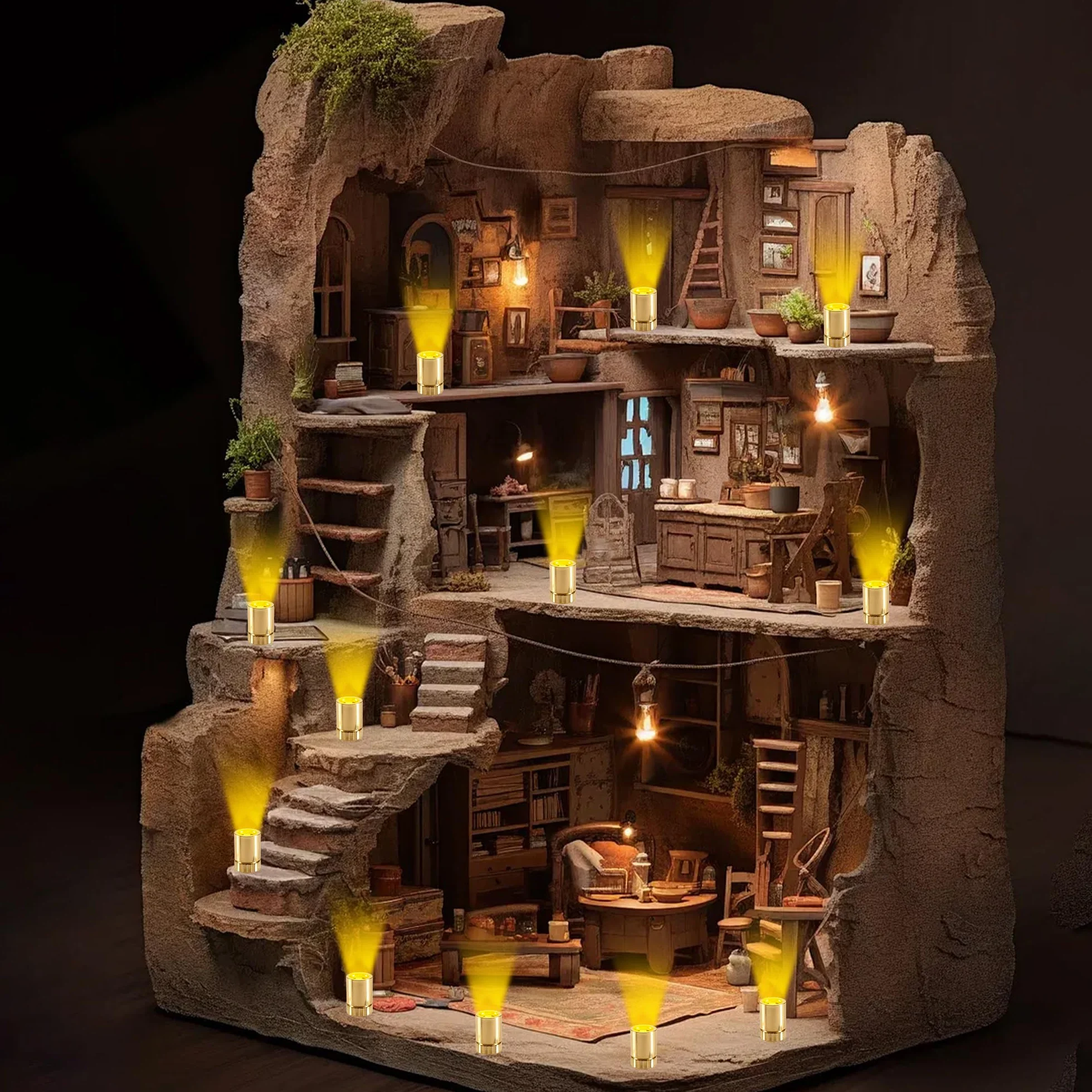 Joycabin 30 sztuk mini lampek LED do domków dla lalek, złote mini lampki do samodzielnego wykonania, mini lampki do majsterkowania, miniaturowe światła do witryn, zabawek (ciepła biel)