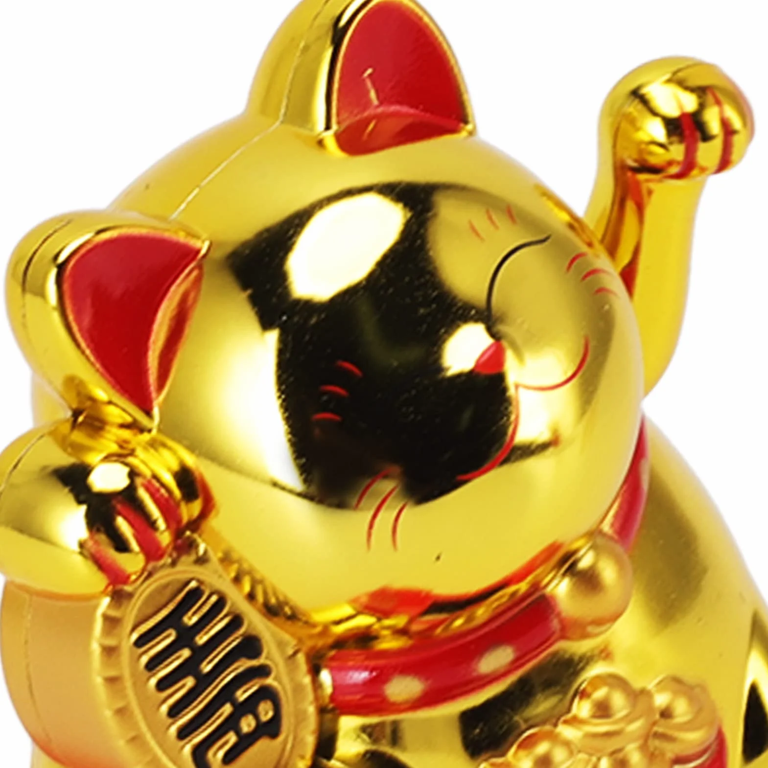 Solar Powered Lucky Waving Cat, Chiński Wealth Lucky Cat Waving Arm Solar Fortune Cat Statue, Beckoning Waving Arm Fortune Lucky Cat for Decorating Front Desk Car Business Opening (Złota Torba Błogosławieństwa)