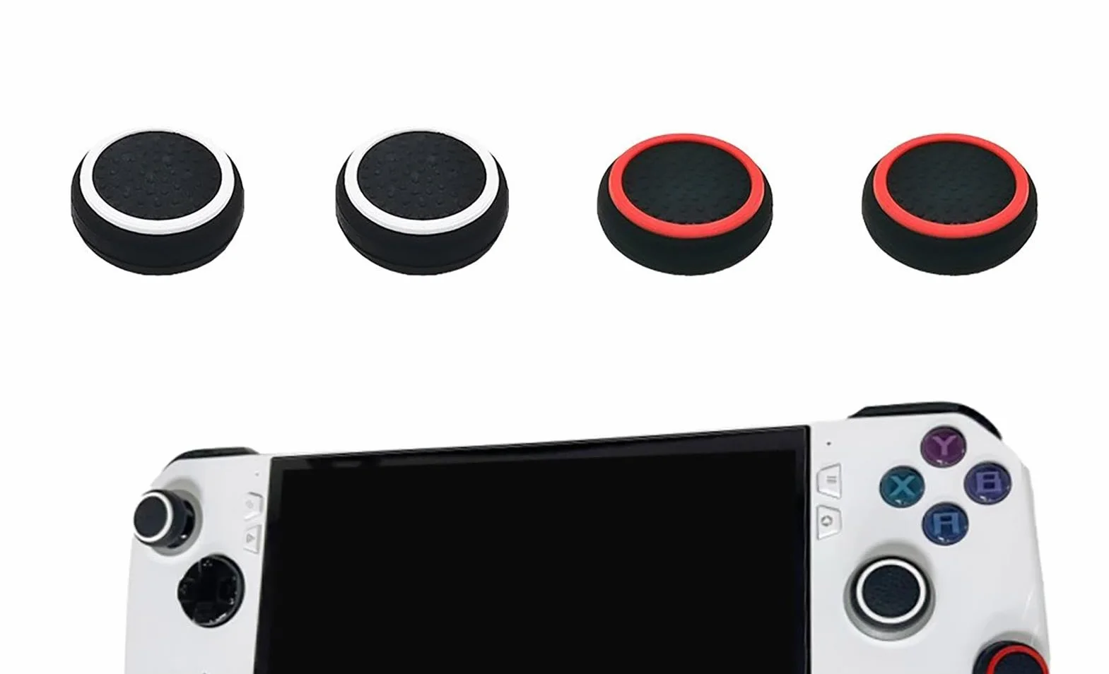 GIOPUEY Uchwyty joysticka kompatybilne z ASUS ROG Ally/Ally X, 4-pak silikonowych nakładek ochronnych, miękkie, antypoślizgowe, czerwone i czarne