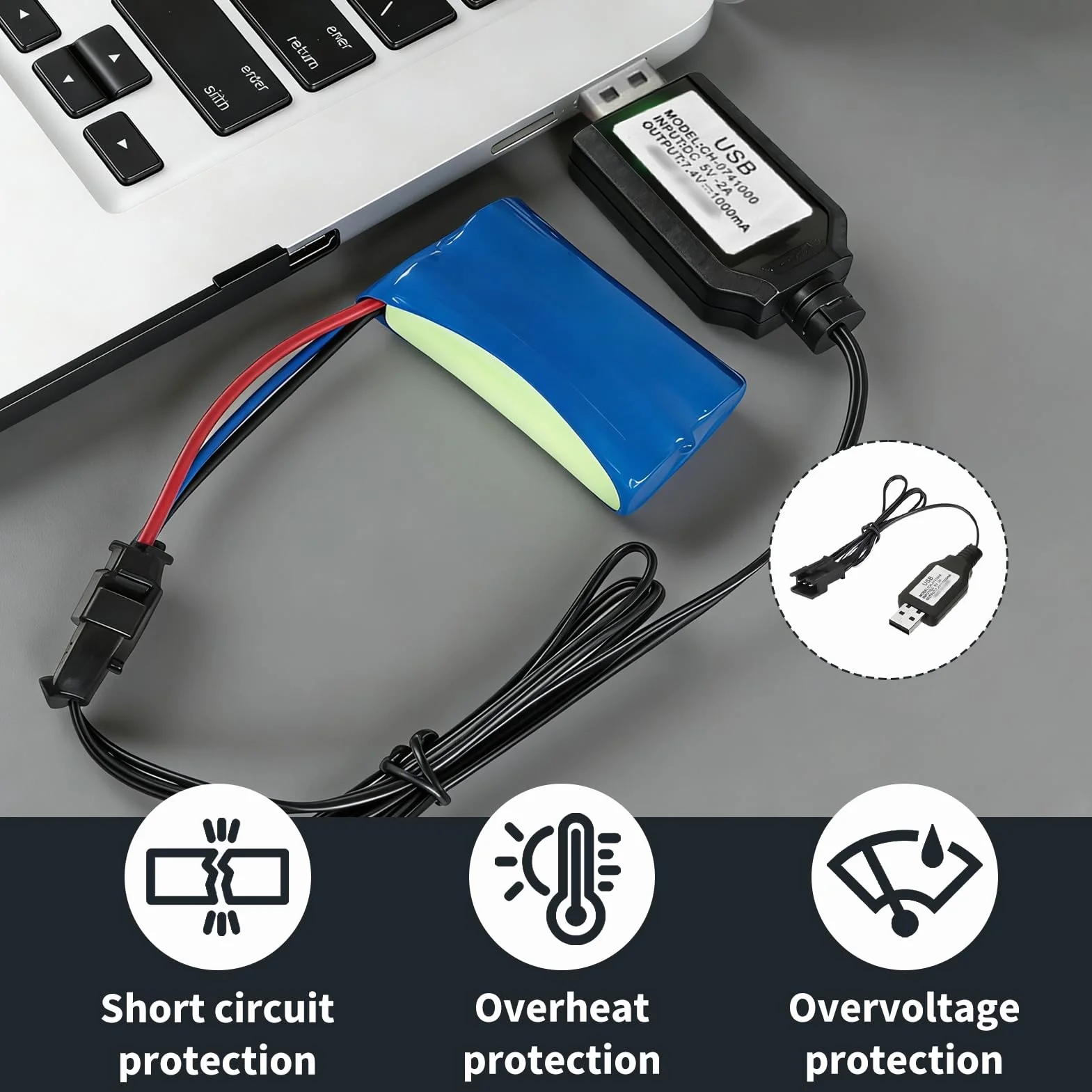 Uniwersalny kabel SM-3P, ładowarka samochodowa 7,4 V RC USB, uniwersalny kabel ładowarki, wyświetlacz LED, ładowanie LiPo 2S USB do zabawek zdalnie sterowanych, samochodów, dronów, łodzi