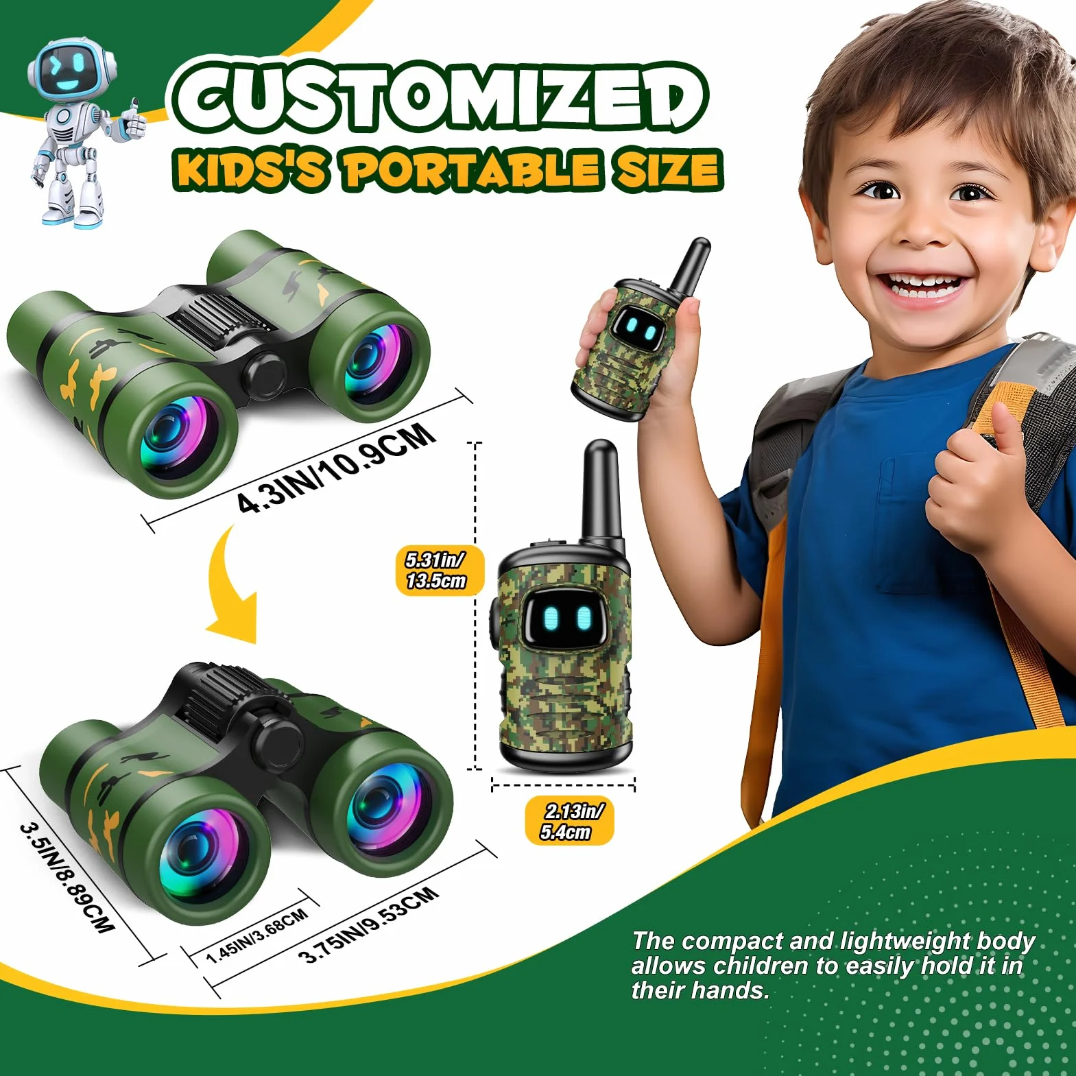 Dislocati Kinder Outdoor Spielzeug ab 3-9 Jahre Junge, Walkie Talkie Kinder Geschenke für 3-9 Jährige Jungen Mädchen Fernglas Kinder Garten Spielzeug Draußen Outdoor Spiele Entdecker Set für Kinder