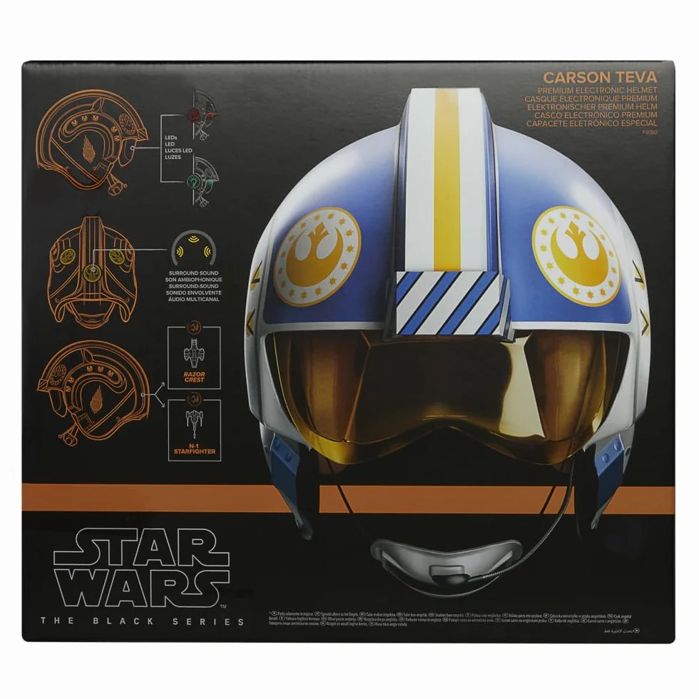 Star Wars The Black Series Carson Teva Premium elektroniczny kask z zaawansowanymi diodami LED i efektami dźwiękowymi, wiek od 14 lat