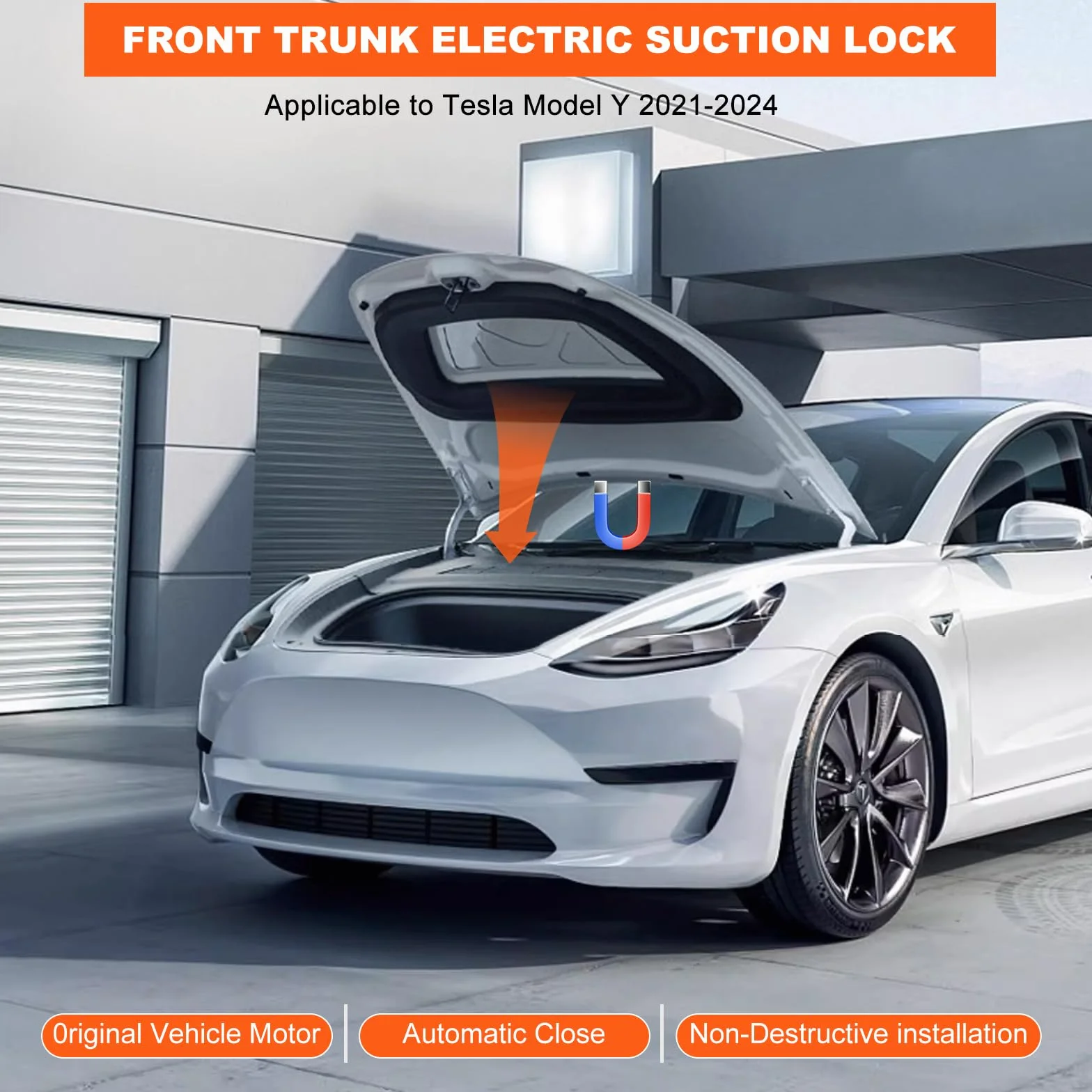 Front Power Frunk Soft Closing, Power Frunk Soft Closing do TSL Model Y 2021-2024 Trunk Auto Close, elektryczna osłona ssania automatycznego zamykania zamka (model Y 2021-2024)