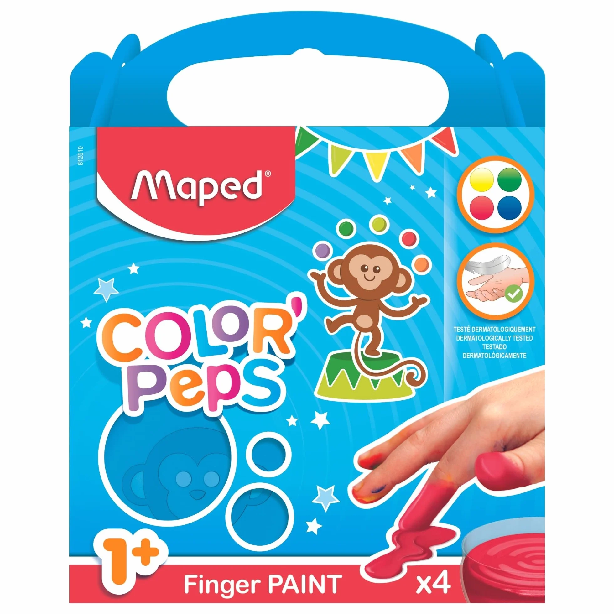 Maped Color'Peps My First Finger Paints dla niemowląt i małych dzieci w wieku od 1 lat, 4 doniczki z farbą