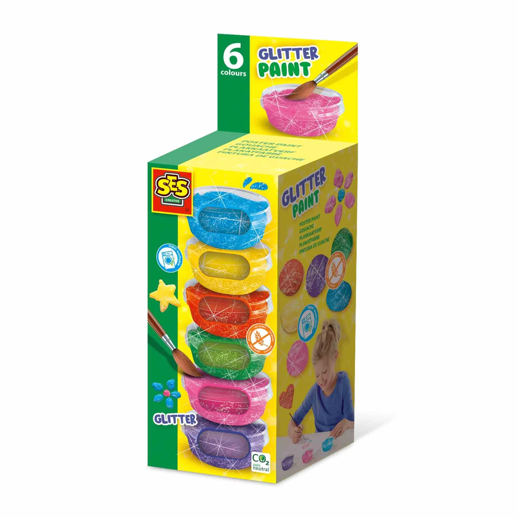 SES Creative 00384 Plakat z brokatem (6 x 45 ml), różne