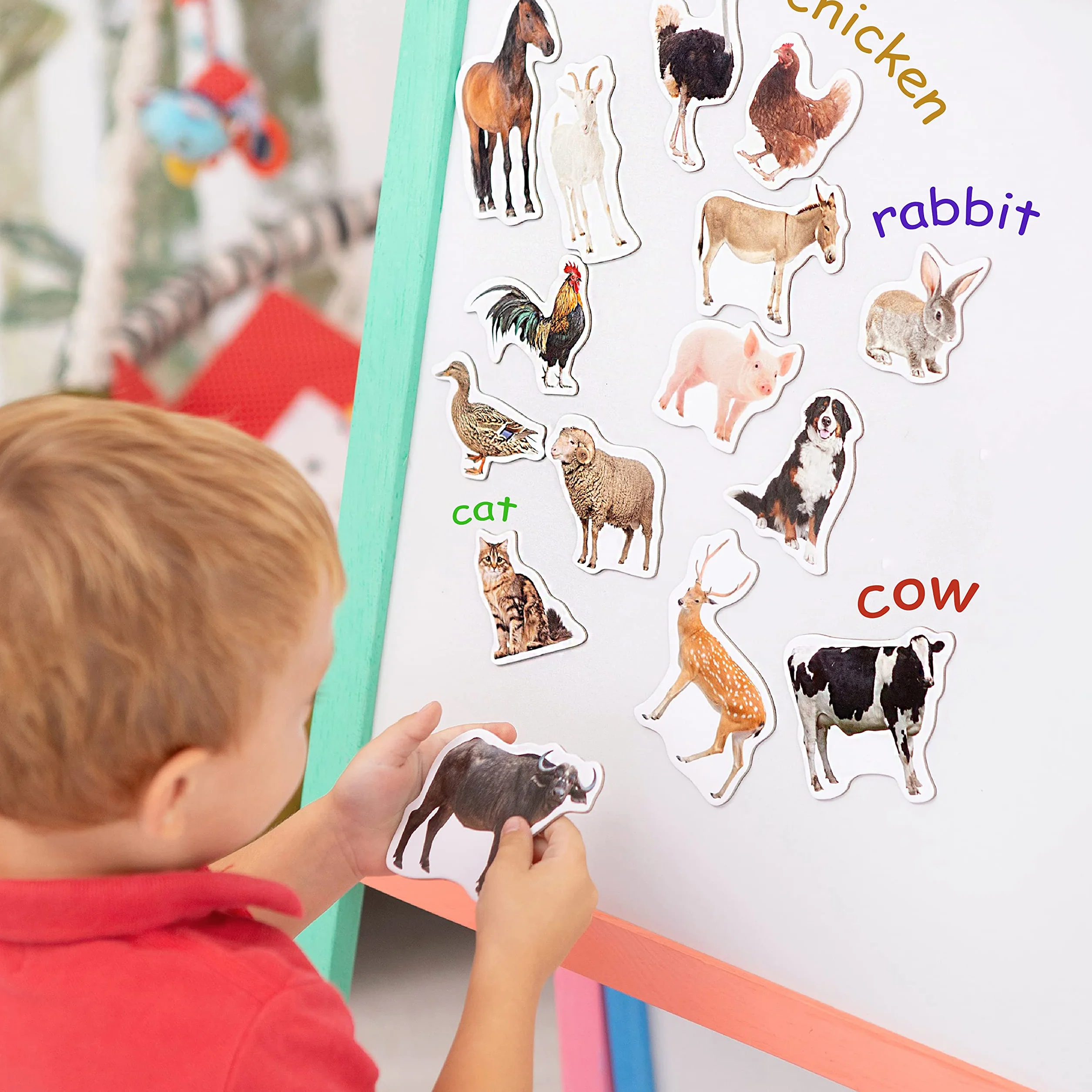 Magnesy na lodówkę dla dzieci ZESTAW MAGDUM ZOO + farma + owoce + warzywa – 85 magnesów dla małych dzieci – magnesy na lodówkę dla dzieci zabawki dla małych dzieci – zabawki dla dzieci
