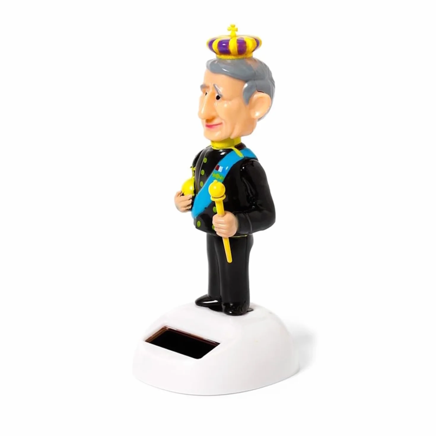 Puckator LTD. King Charles solarna figurka króla czarna/żółta/niebieska, z nadrukiem, 100% tworzywo sztuczne