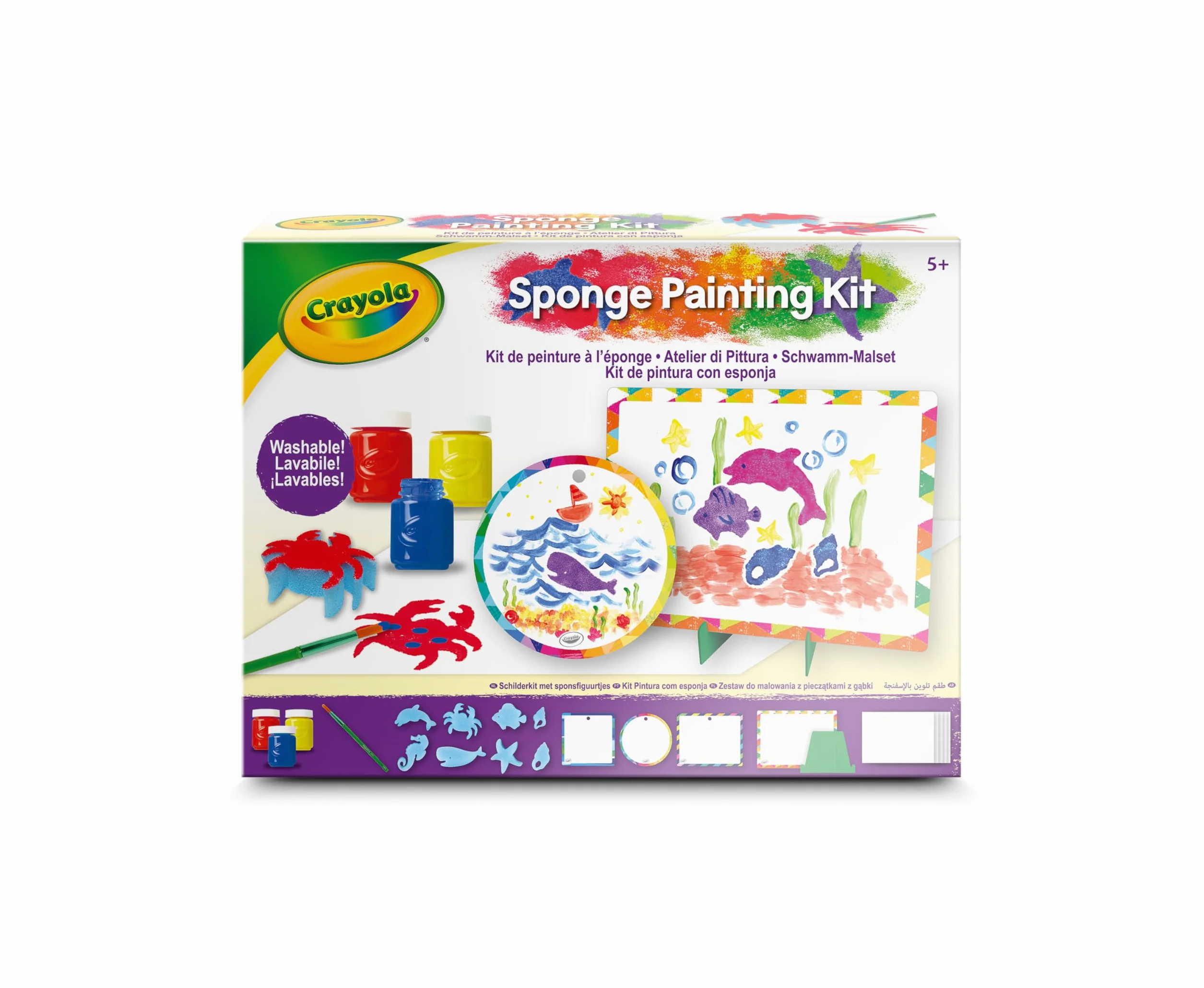 CRAYOLA - Zestaw do Malowania z Pieczątkami z Gąbki, Kreatywne Zajęcia dla Dzieci z Farbami, od 5 lat, 04-2950
