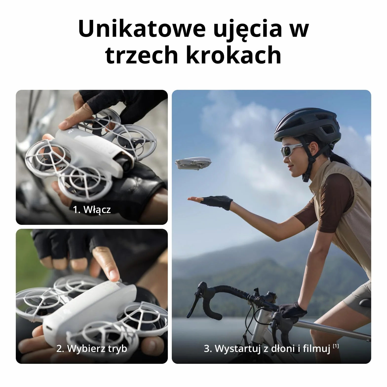 DJI Neo Motion Fly More Combo, mini dron z kamerą 4K UHD dla dorosłych, 135 g samodzielnie latający dron śledzący użytkownika, start z dłoni, śledzenie obiektu, QuickShots, z RC Motion 3 i 3 aku