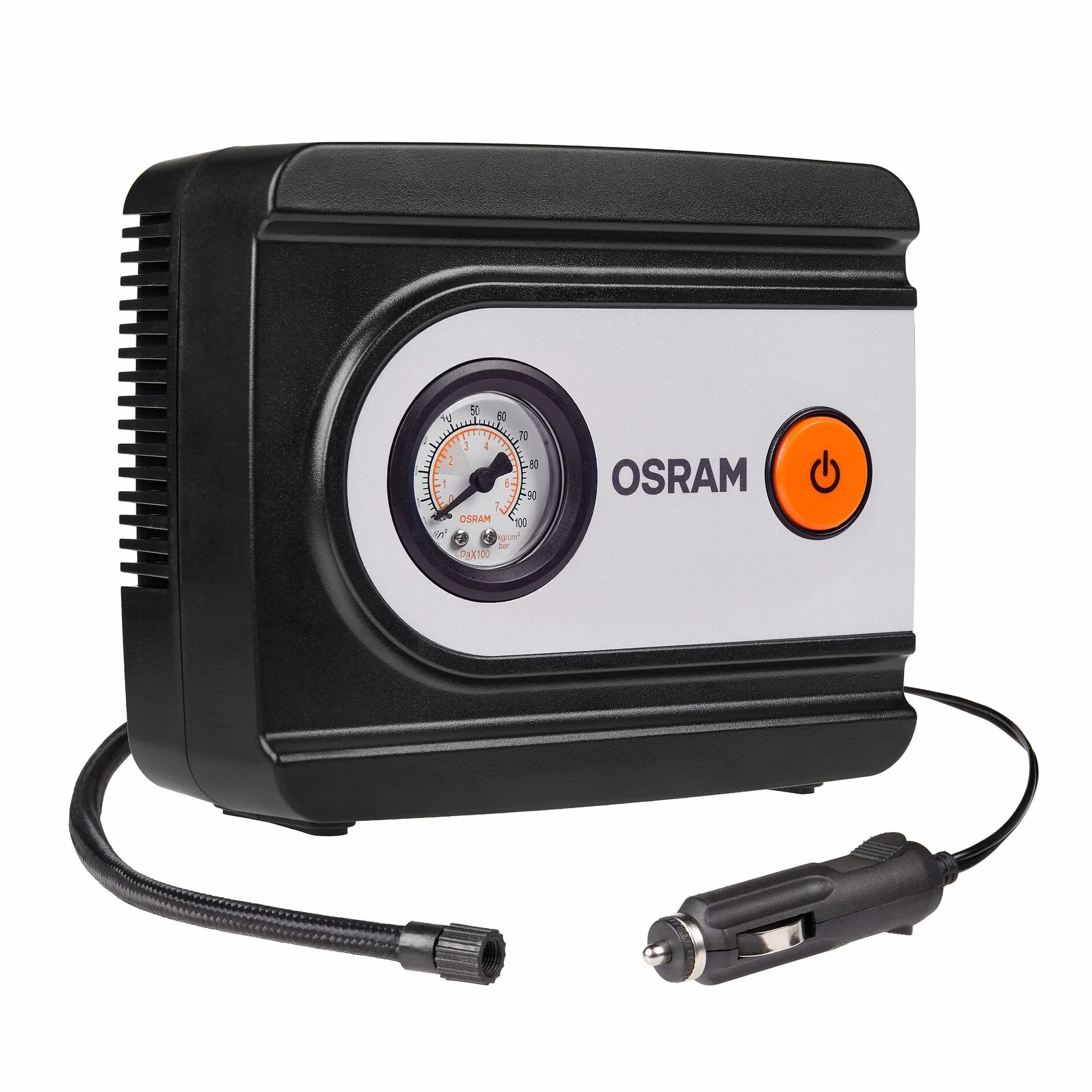 OSRAM TYREinflate 611 ESSENTIAL, analogowy kompresor do opon, pompuje w 4,5 minuty, wąż 60 cm, adapter w zestawie