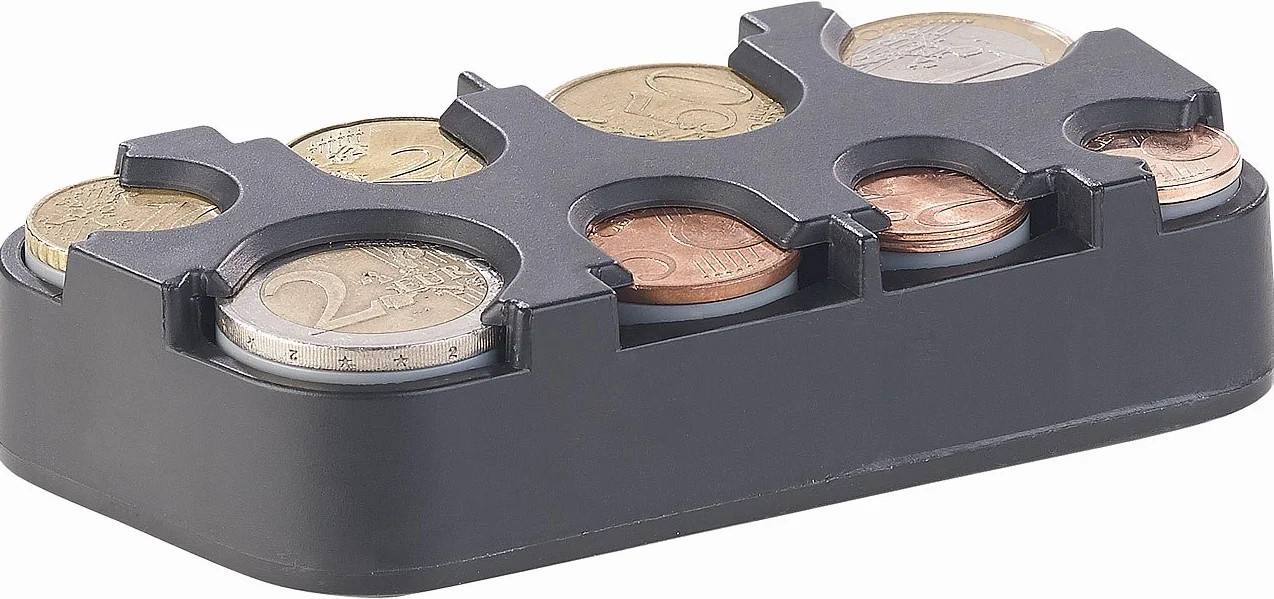 infactory Pudełko na monety: zestaw 2 sztuk kolekcjonerów na monety euro z szybkim mocowaniem (pudełko na monety, euro, przechowywanie monety)