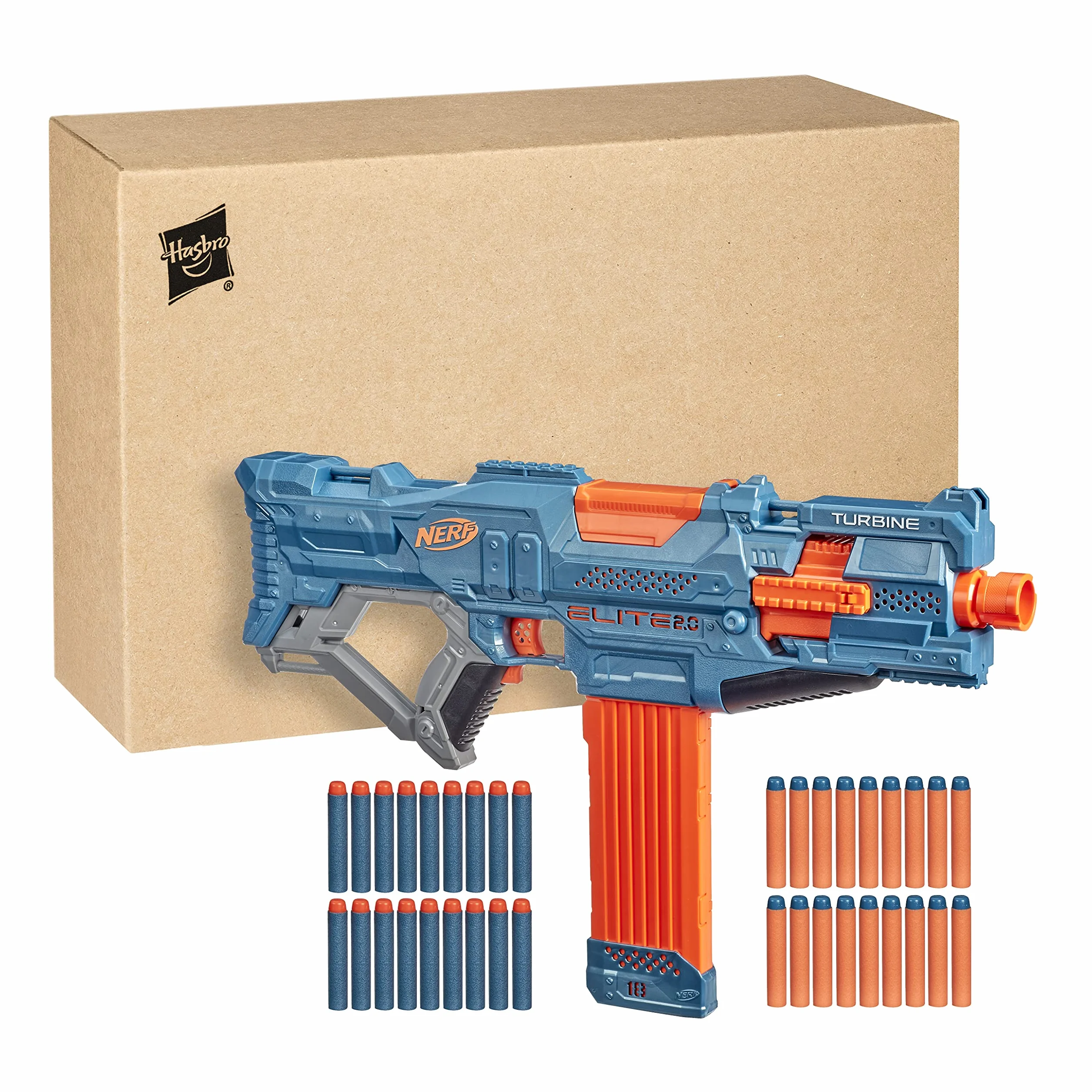 Nerf Elite 2.0 Turbine CS-18 Motorised Blaster, 36 Nerf Elite Darts, 18-Dart Clip, Outdoor Toys