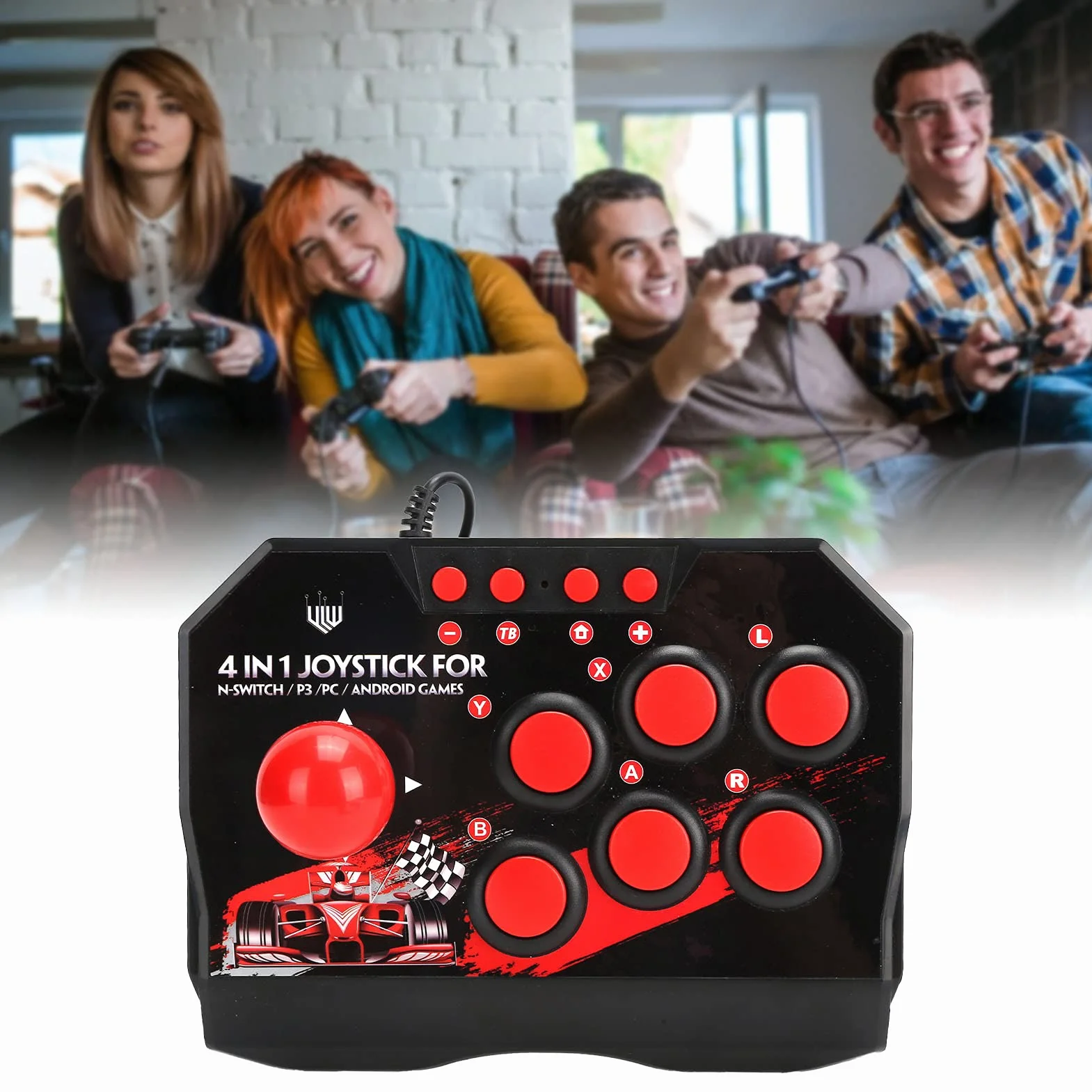 Arcade Fight Stick, przewodowy drążek arkadowy uniwersalny przenośny Arcade Fight Stick kontroler do gier komputerowych akcesoria do przełącznika/PC/PS3